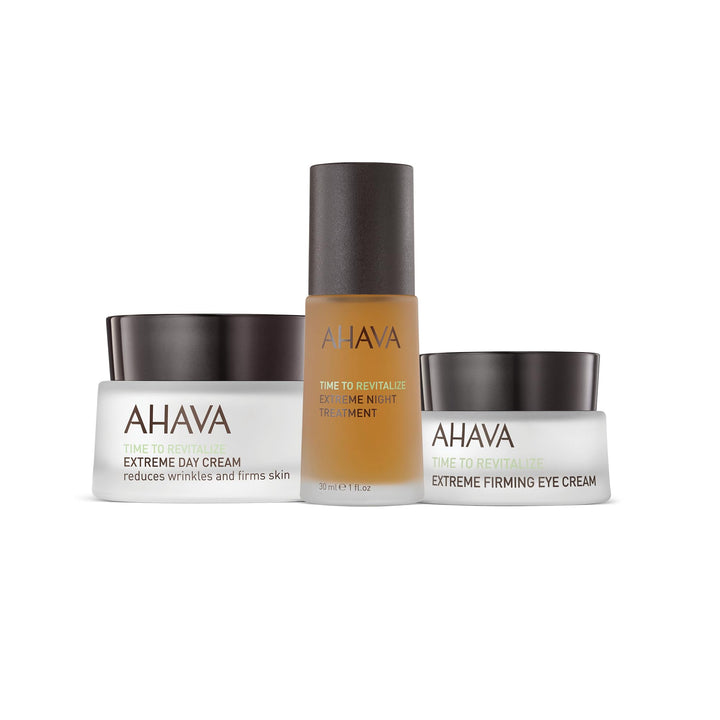 AHAVA Extreme Trio Set - Includes Extreme Day Cream 1.7 Fl.Oz, Extreme Night Treatment 1 Fl.Oz & Extreme Firming Eye Cream 0.5 Fl.Oz, tightening & radiating anti-aging set of famous Extreme collection