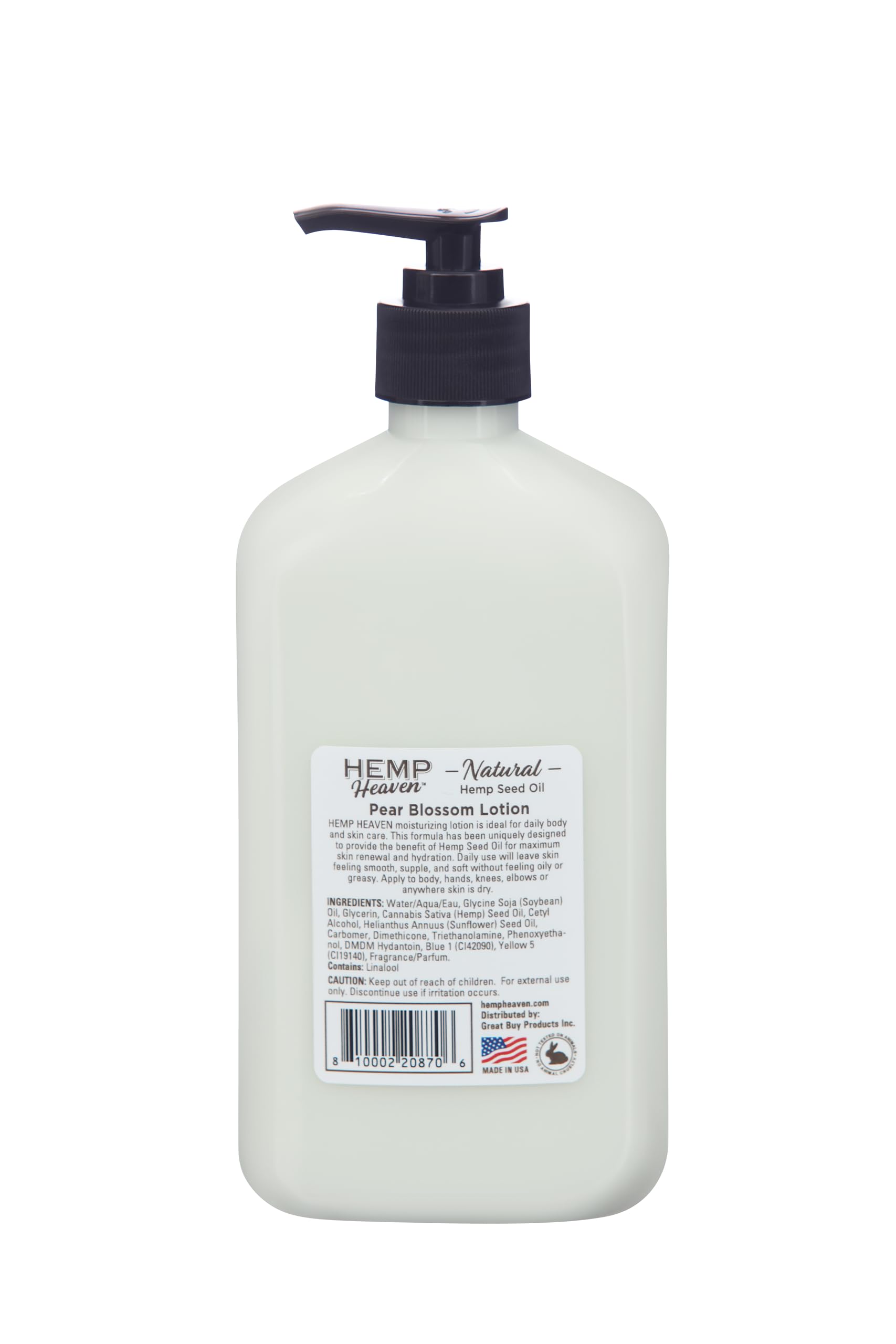 NEW & IMPROVED Pure Hemp Seed Oil Body Lotion - Pear Blossom Scent, Moisturizing & Soothing for All Skin Types, Enriched with Vitamins & Omegas, Fresh Floral Fragrance, Men & Women, 18 oz