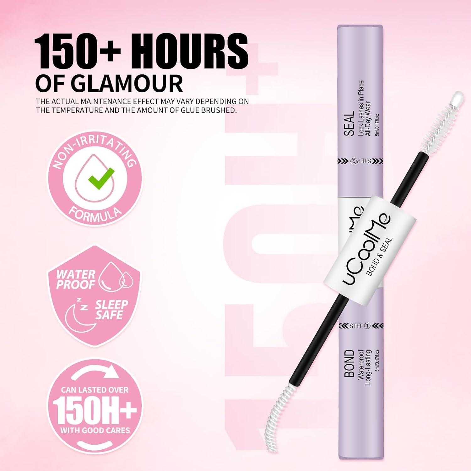 Lash Bond and Seal uCoolMe Waterproof for Lash Clusters 144Hours Super Hold Long-Lasting Non-Irritating Eyelash Glue for DIY at Home(White Bond,10ML)