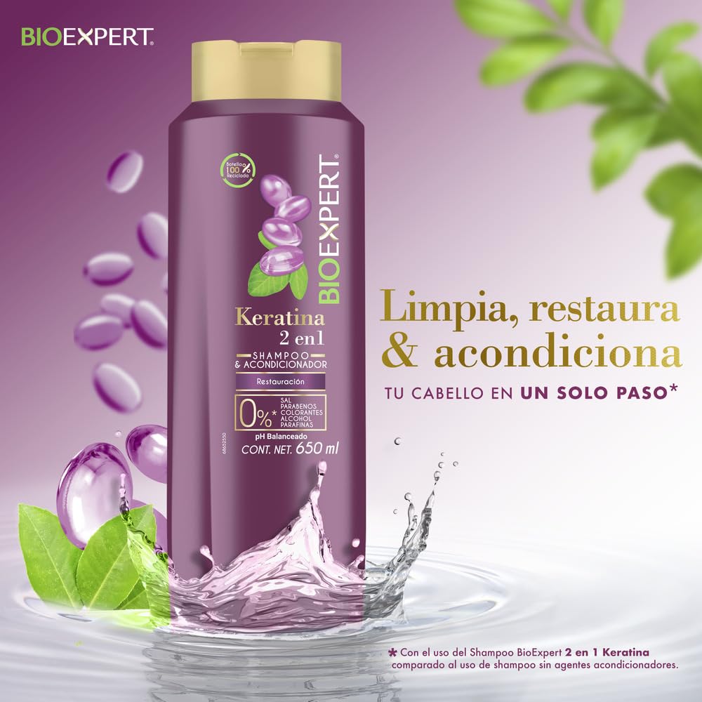 Bioexpert 2 in 1 Shampoo and Conditioner - Keratina 650ml