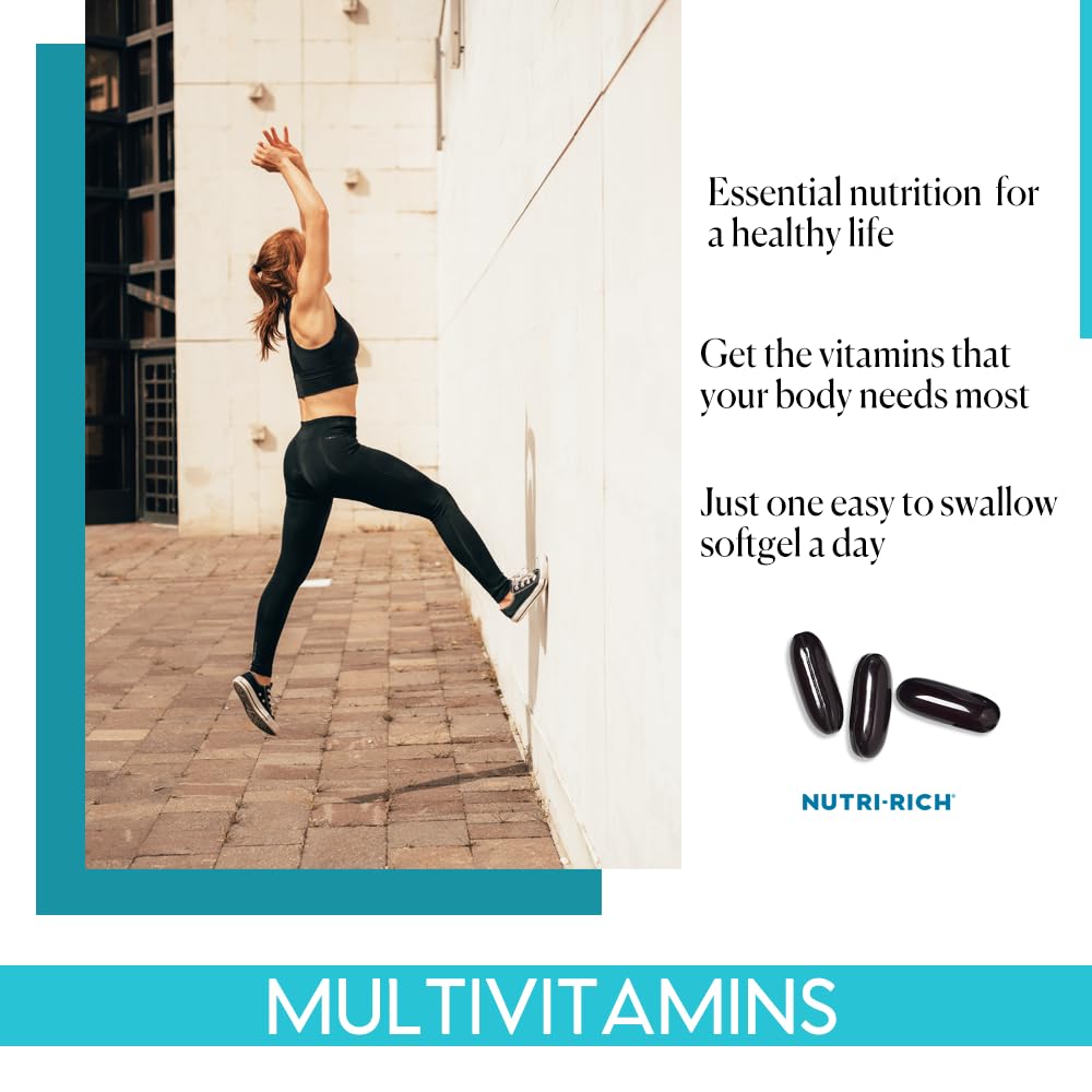 Nutri-Rich Essentials Multi | Multivitamin for Adults Softgel with Iron Nutritional Support with Lutein, Energy, K2 for Bone Health, Vitamin D3, Minerals, and Sustainable Omega-3 EPA + DHA (60 Count)