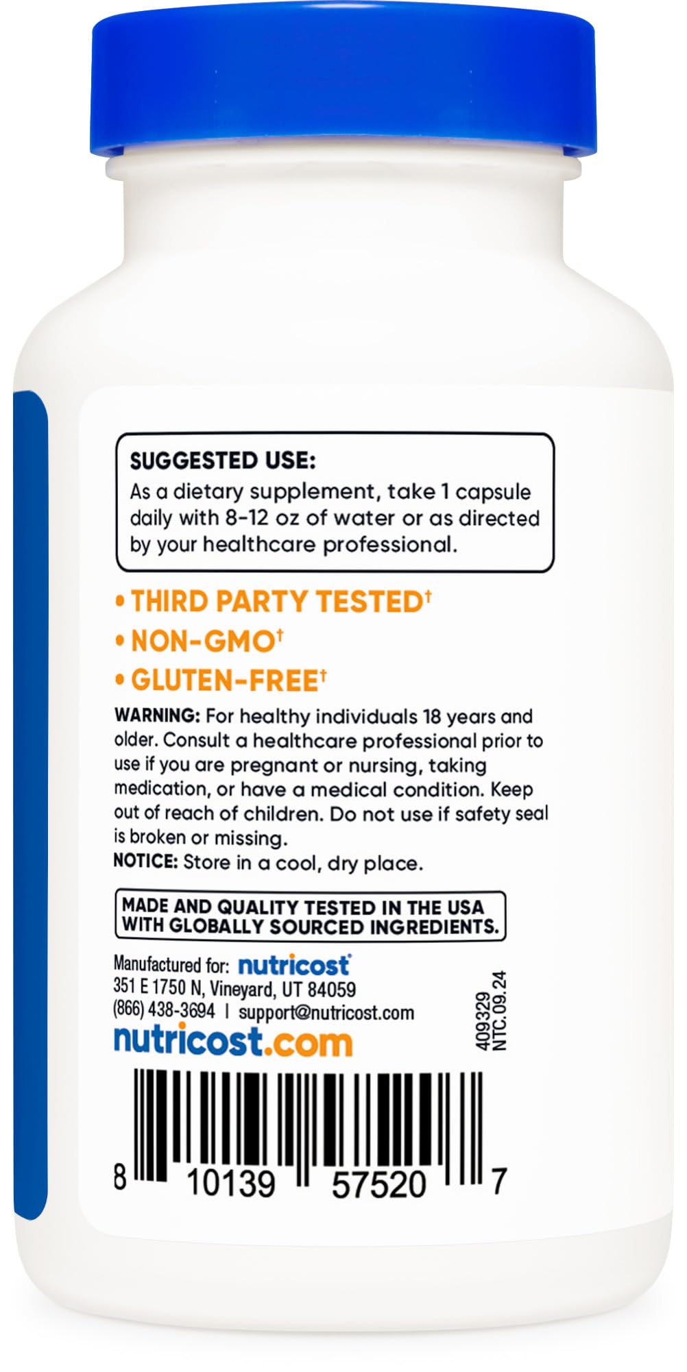 Nutricost Lactobacillus Acidophilus 500 Million CFU Per Serving (120 Capsules)