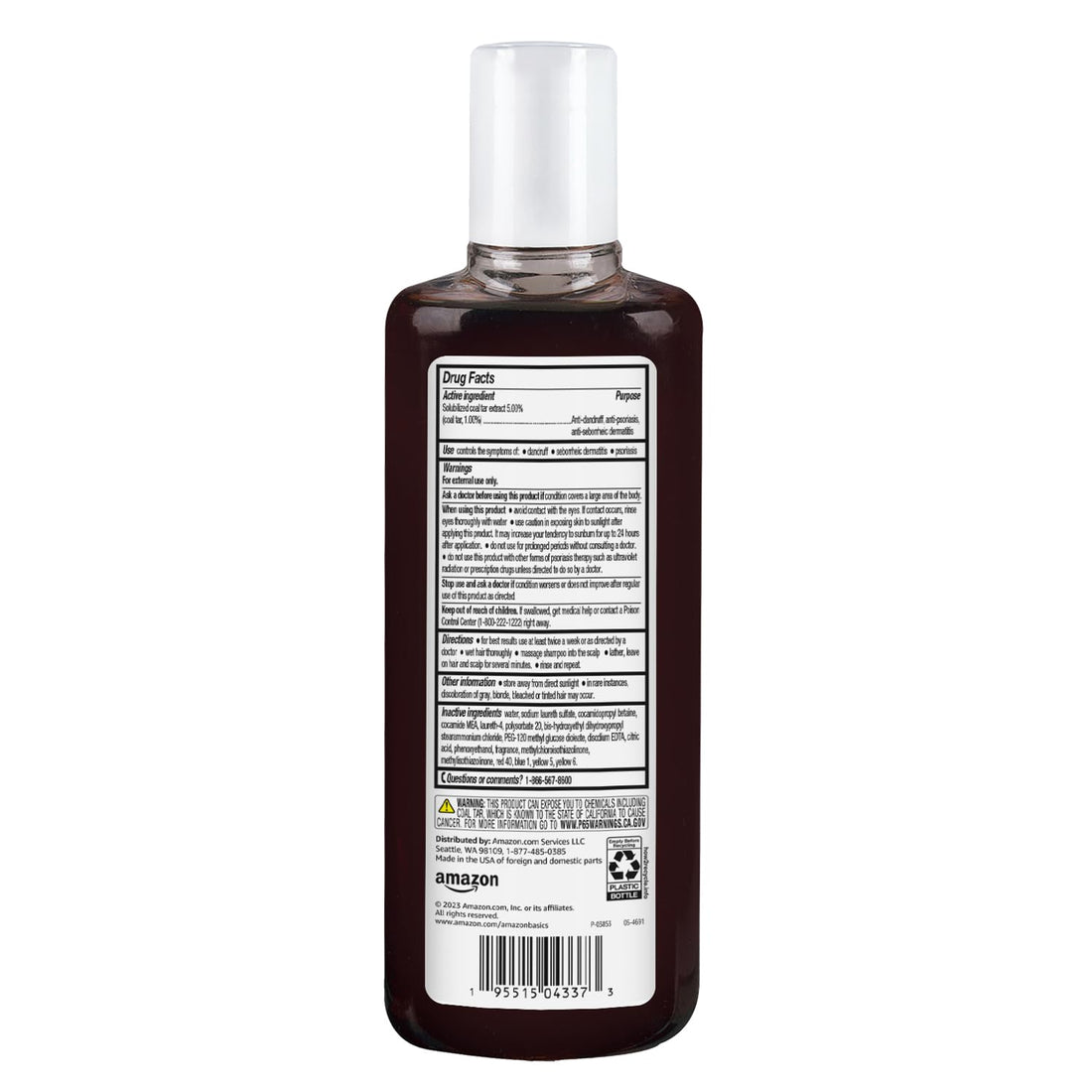 Amazon Basics Therapeutic Plus Coal Tar Anti-Dandruff Shampoo Extra Strength 1% Coal Tar, 6 Fl Oz, Pack of 1