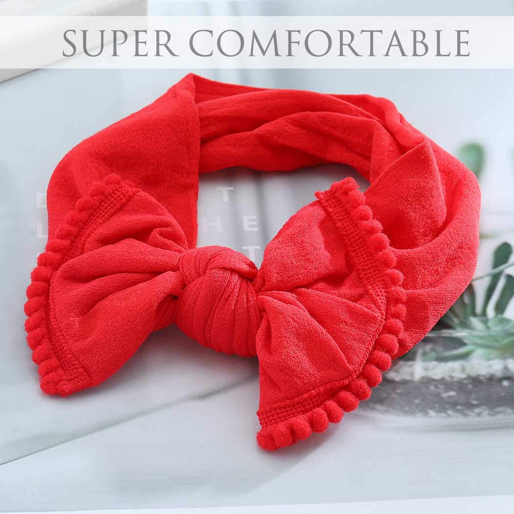 CanB Infant Toddler Bow Stretchy Knot Nylon Headband - Baby Accessories (Red)