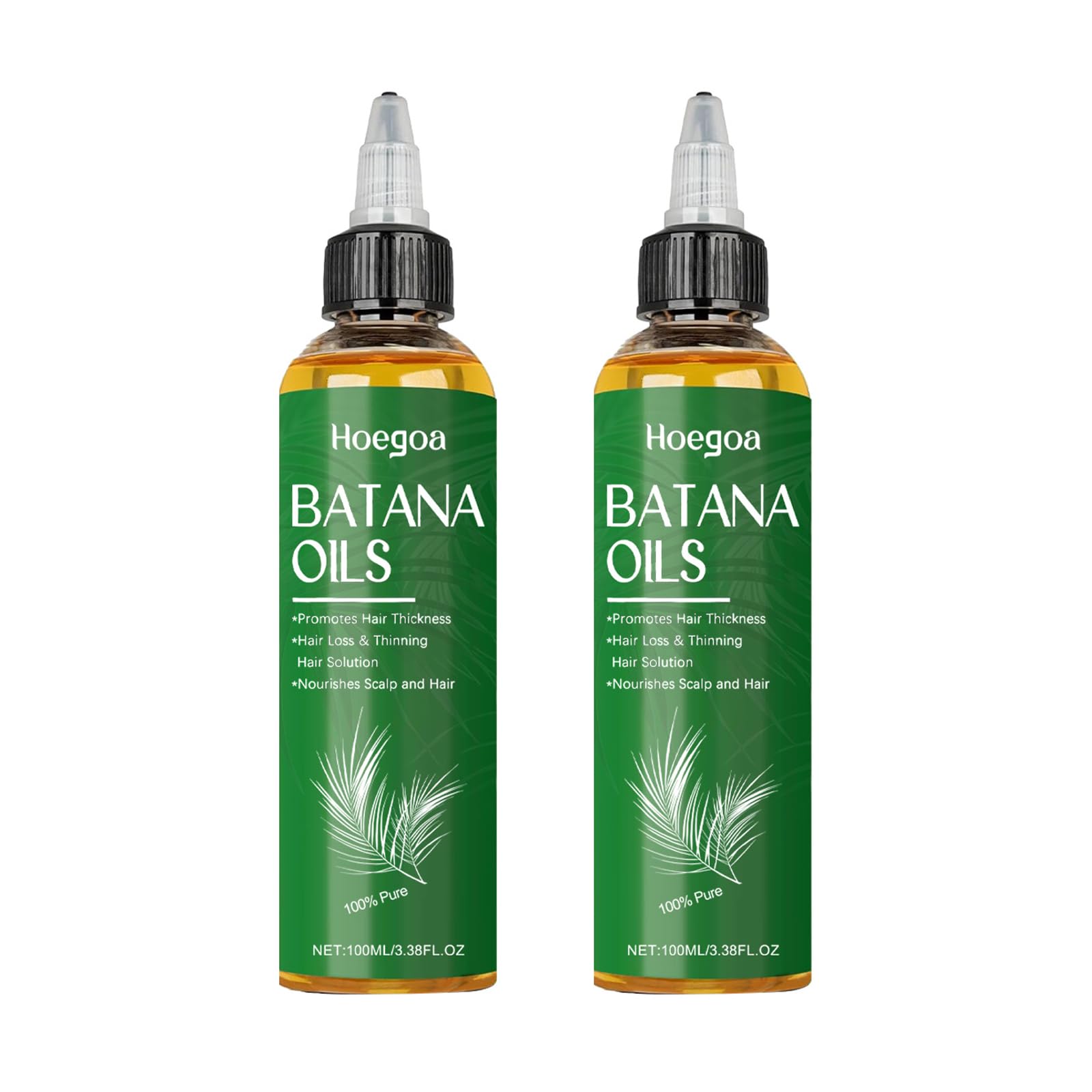 Hoegoa Batana Oil for Hair Growth - 100% Pure & Natural for Thicker, Stronger Hair Nourishes Protects Hair with Palm oil - 3.38 FL OZ (2PCS)