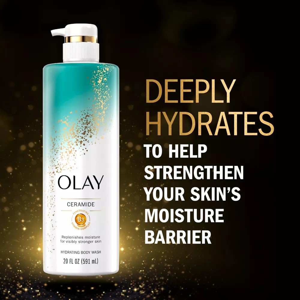 Olay Ceramide Cleansing & Strengthening Women's Body Wash with Ceramide and Vitamin B3 Complex, 17.9 Fl Oz (Pack of 2)