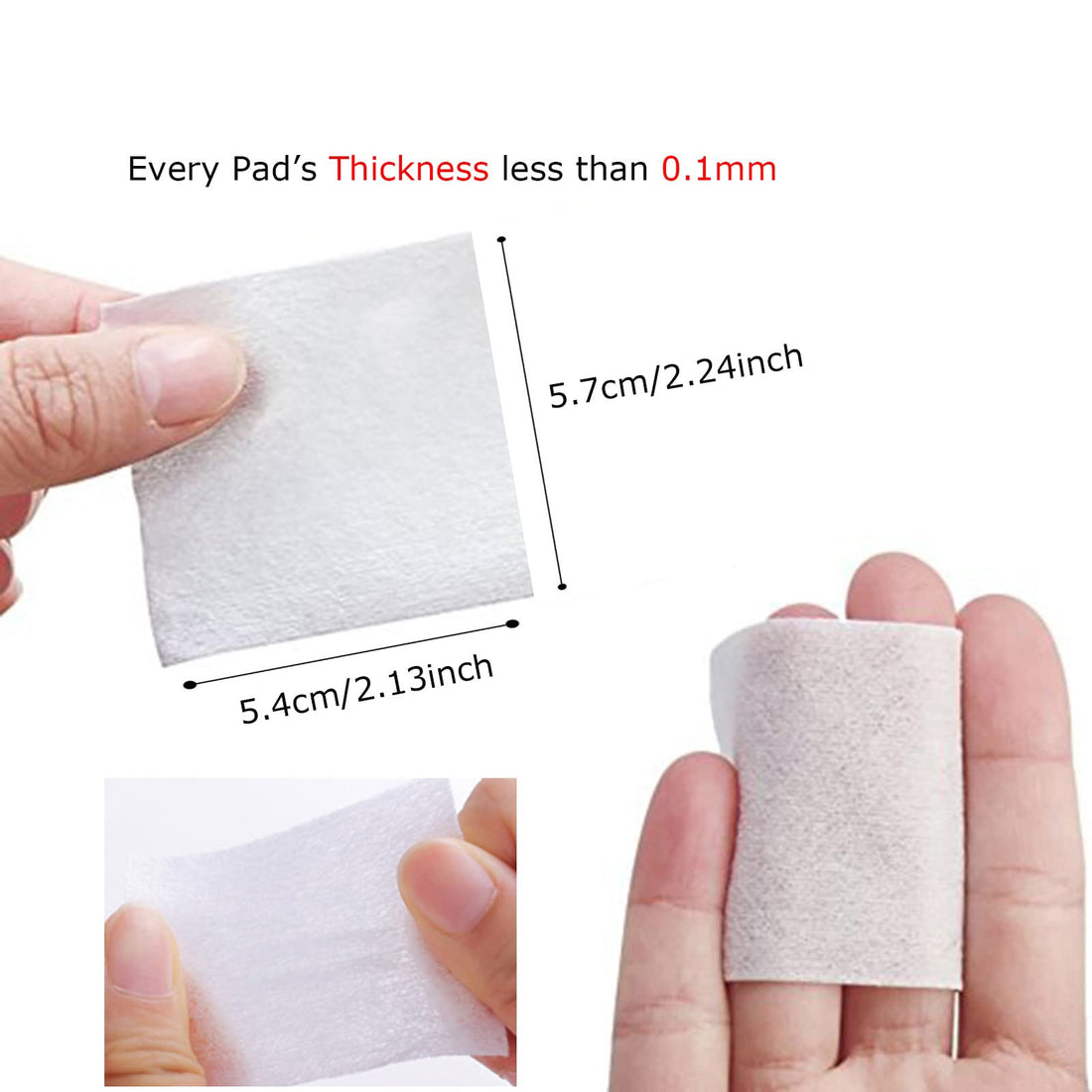 1000 PCS Thin Makeup Facial Cotton Pads, Soft and Square Nail Polish Remover Cotton Pads, Facial Eye Lip Makeup Remover Cotton Pads, Non-Woven Cotton, Lint Free