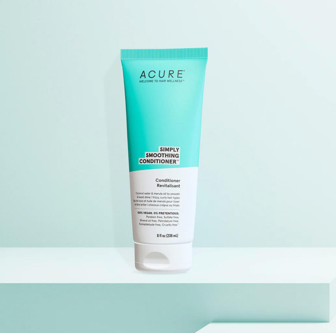 Acure Simply Smoothing Conditioner – Frizz Control & Nourishing Treatment for Silky Hair, Enhances Shine & Softness - Coconut Water & Marula Oil, 8 Fl Oz