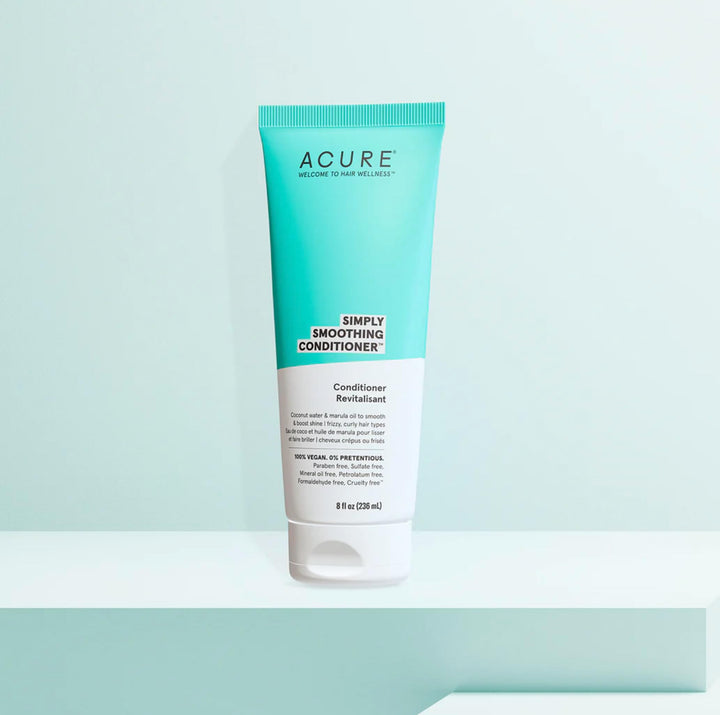 Acure Simply Smoothing Conditioner – Frizz Control & Nourishing Treatment for Silky Hair, Enhances Shine & Softness - Coconut Water & Marula Oil, 8 Fl Oz