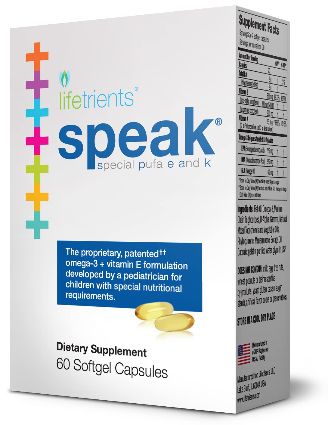 Lifetrients – Speak – 60 Softgels – Pediatrician Formulated to Support Children with Special Nutritional Requirements – Enhanced with Omega-3, Vitamin E’s, Vitamin D & Vitamin K’s