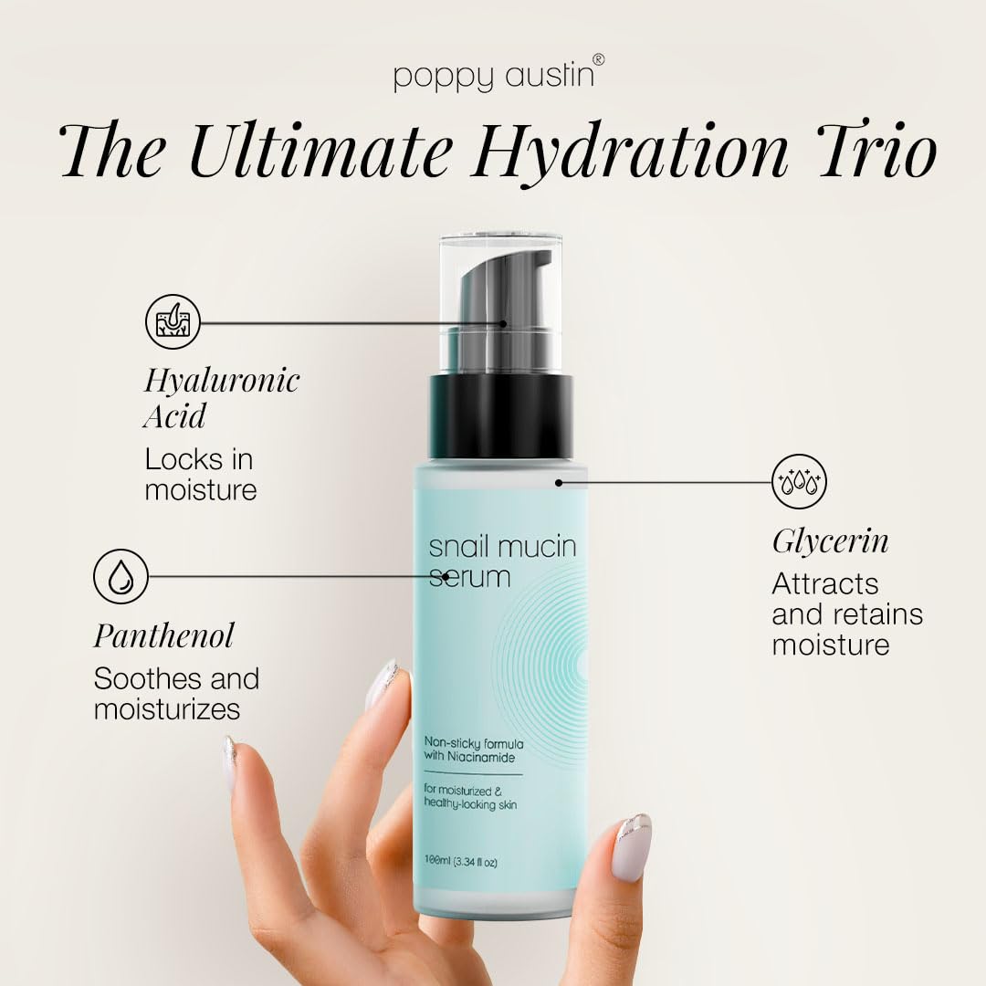 96% Snail Mucin Serum with Niacinamide, Snail Serum for Face, Hydrating Serum Snail Mucin Essence Face Serums for Anti Aging Serum (3.34 Fluid Ounces)