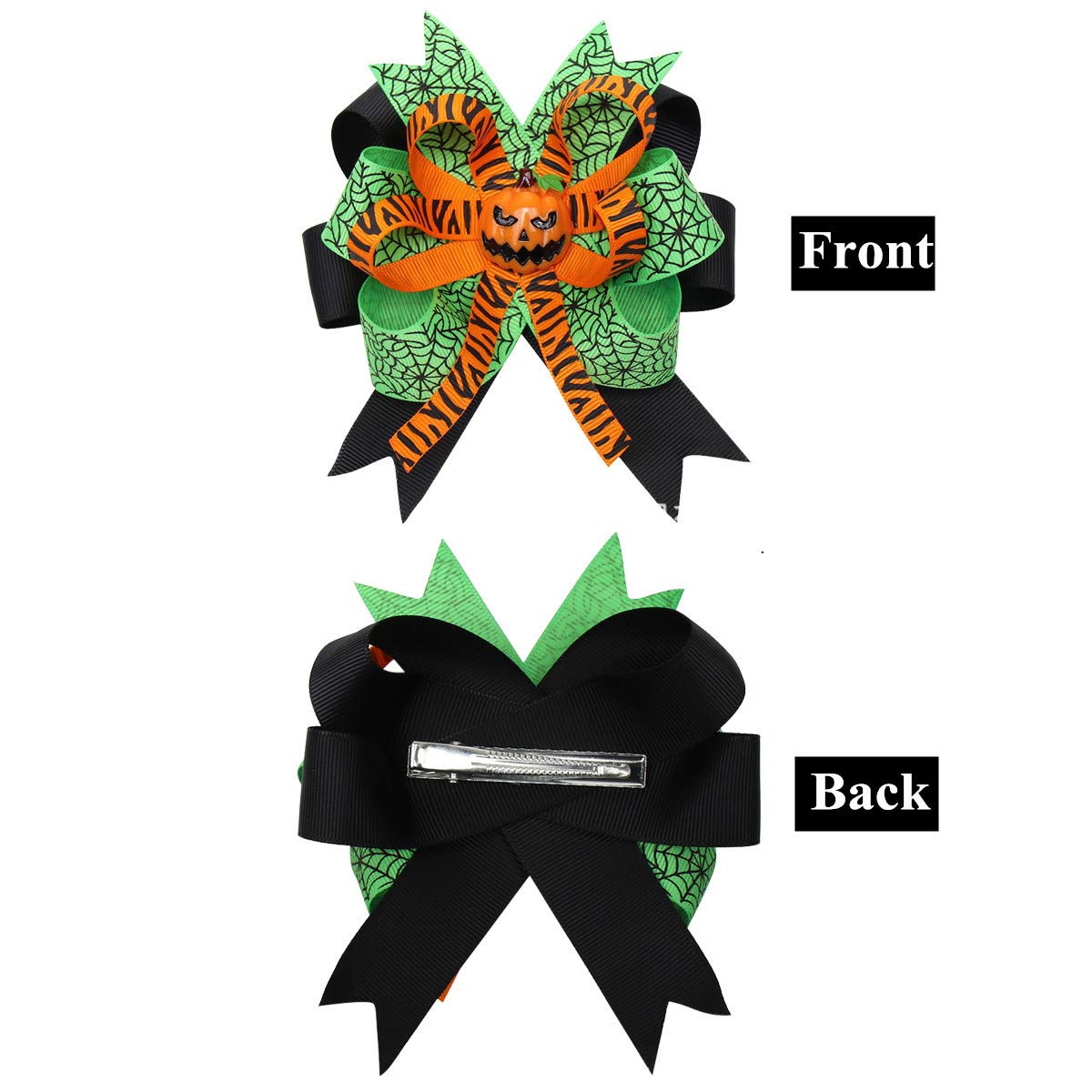 Yuyeran Baby Girl Novelty 3 Layers Ribbon Bow Barrettes Halloween Bow Hair Clips Cute Boutique Hair Pin Party Supplies