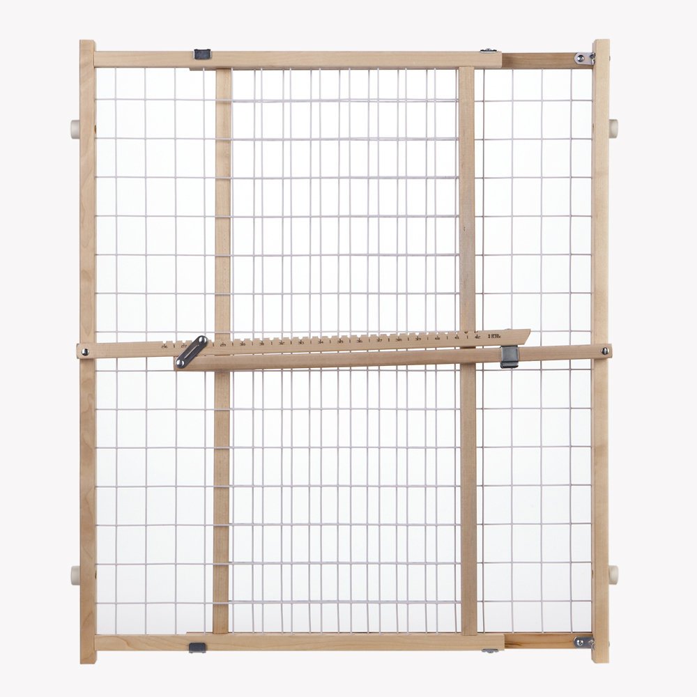 MYPET North States Wire Mesh Dog Gate: 29.5-50 Wide. Pressure Mount. No Tools Needed. Dog Gate 31 Tall, Expandable, Durable Dog Gates for Doorways, Sustainable Hardwood
