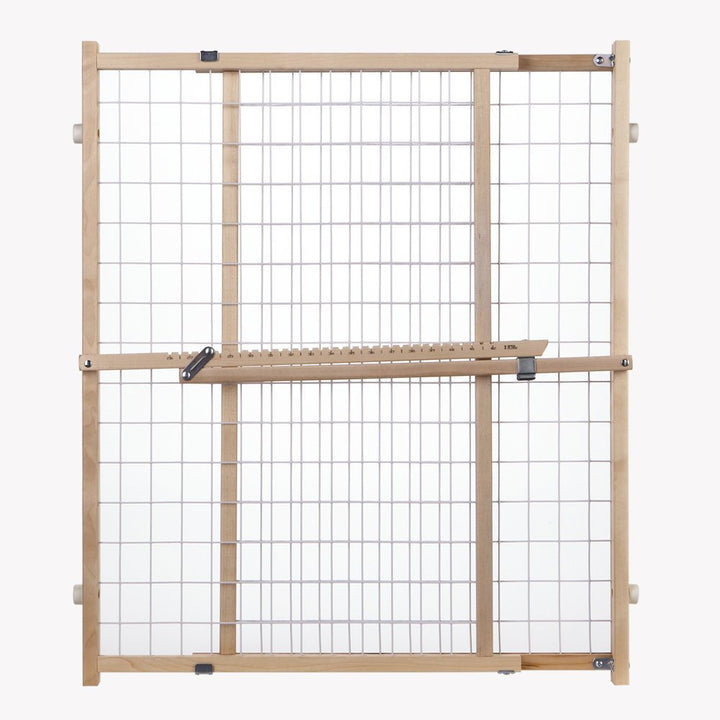 MYPET North States Wire Mesh Dog Gate: 29.5-50 Wide. Pressure Mount. No Tools Needed. Dog Gate 31 Tall, Expandable, Durable Dog Gates for Doorways, Sustainable Hardwood