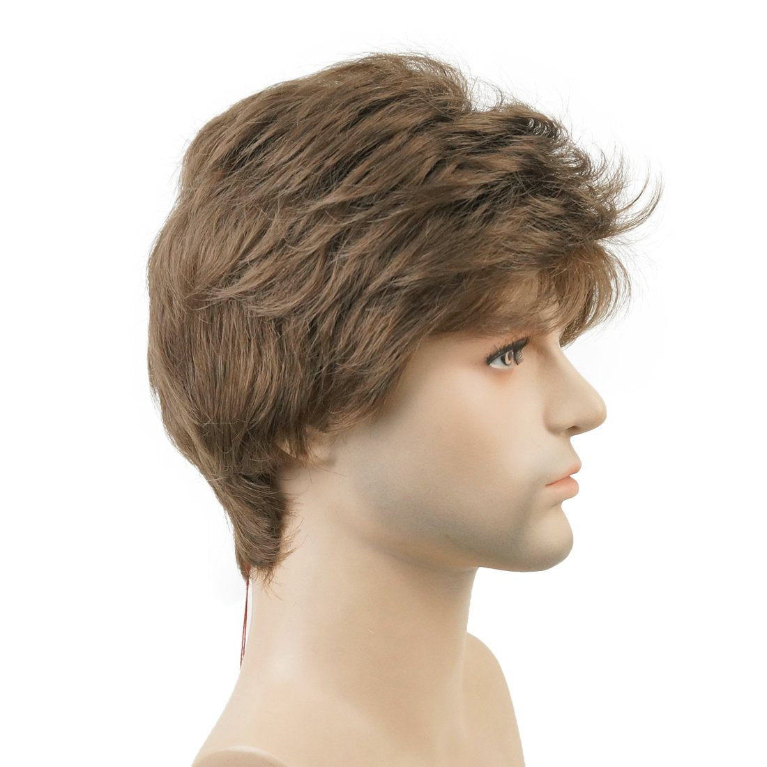 Lydell Men Wig Natural Short Straight Hair Synthetic Full Wigs (Medium ash brown)