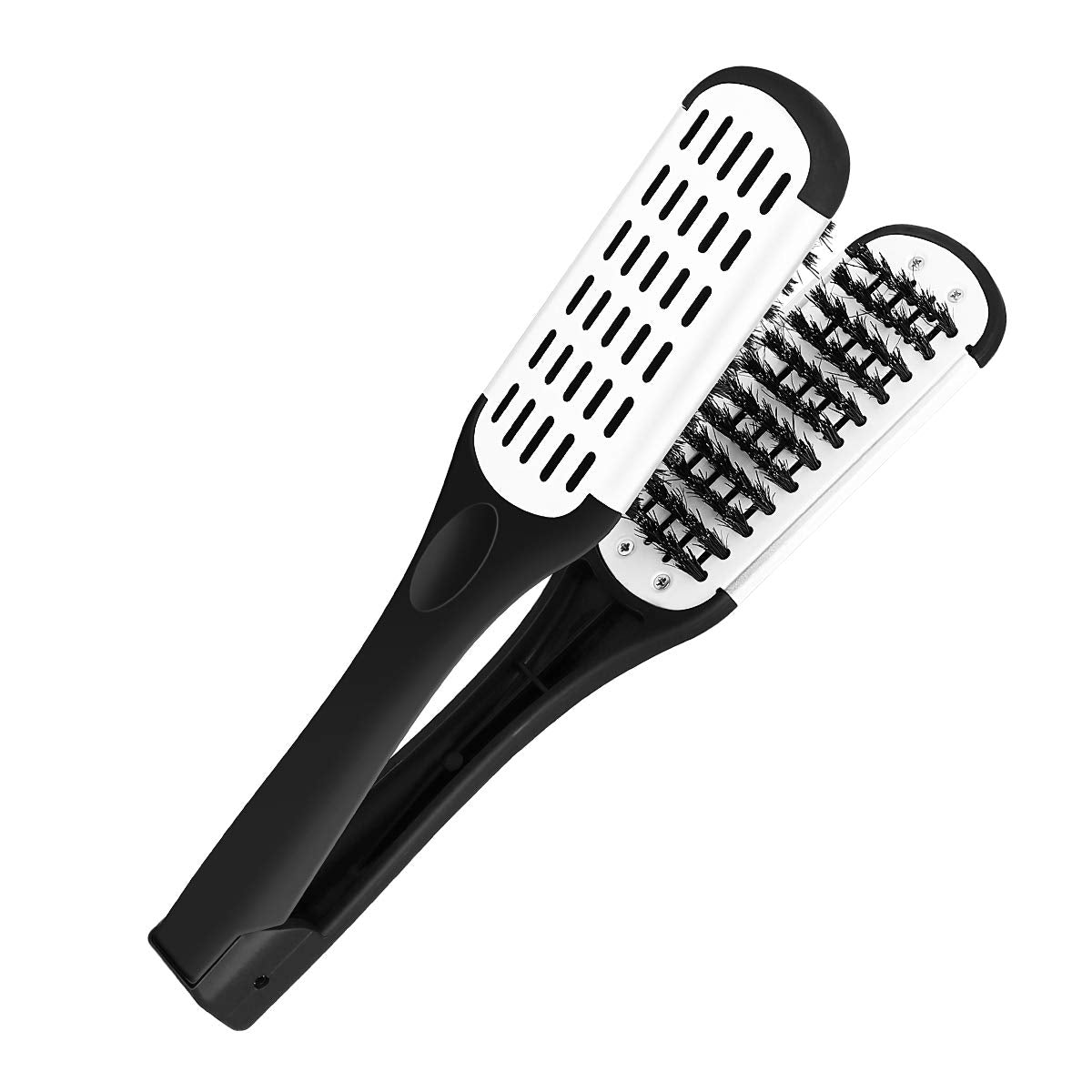ROSENICE Hair Comb Hair Straightening Comb Styling Tools Boar Bristle Double Sided Brush Comb Clamp (Black White)