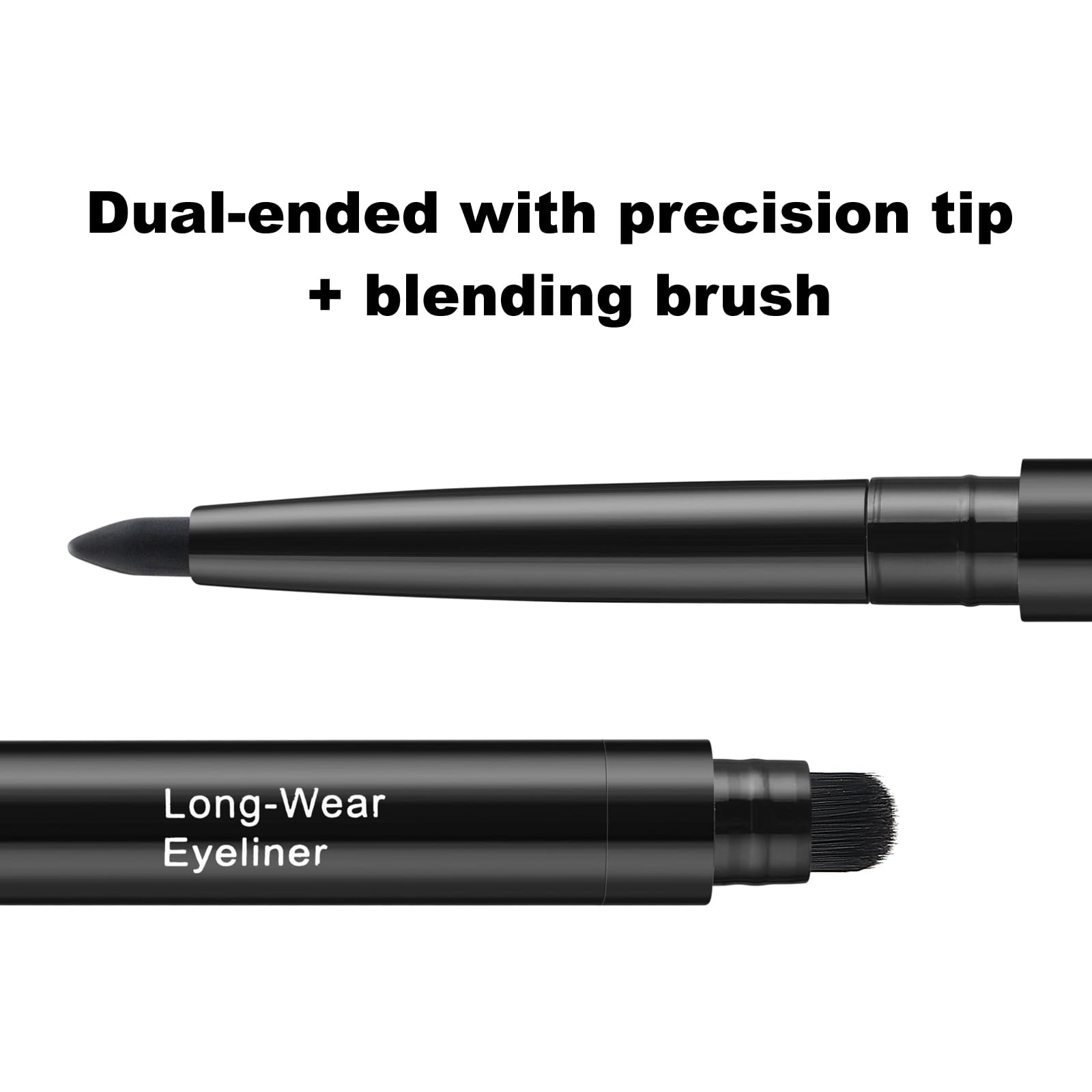 Color Mirror Smudge Proof Eyeliner, Waterproof Retractable Eye liner with Brush, Matte and Shimmer Eyeliner Pencil, Creamy Texture, Long lasting & Smooth(01 Black Matte)