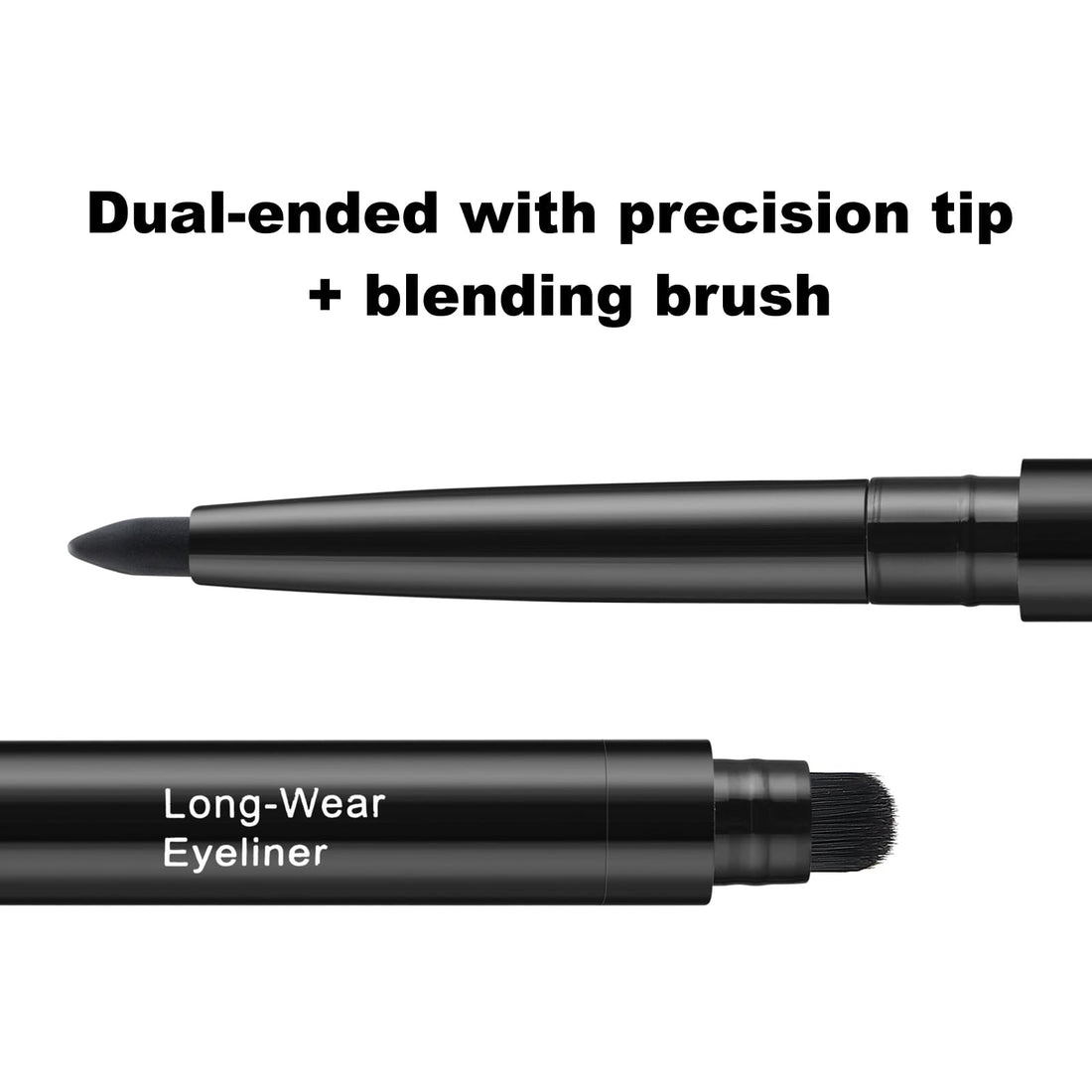 Color Mirror Smudge Proof Eyeliner, Waterproof Retractable Eye liner with Brush, Matte and Shimmer Eyeliner Pencil, Creamy Texture, Long lasting & Smooth(01 Black Matte)