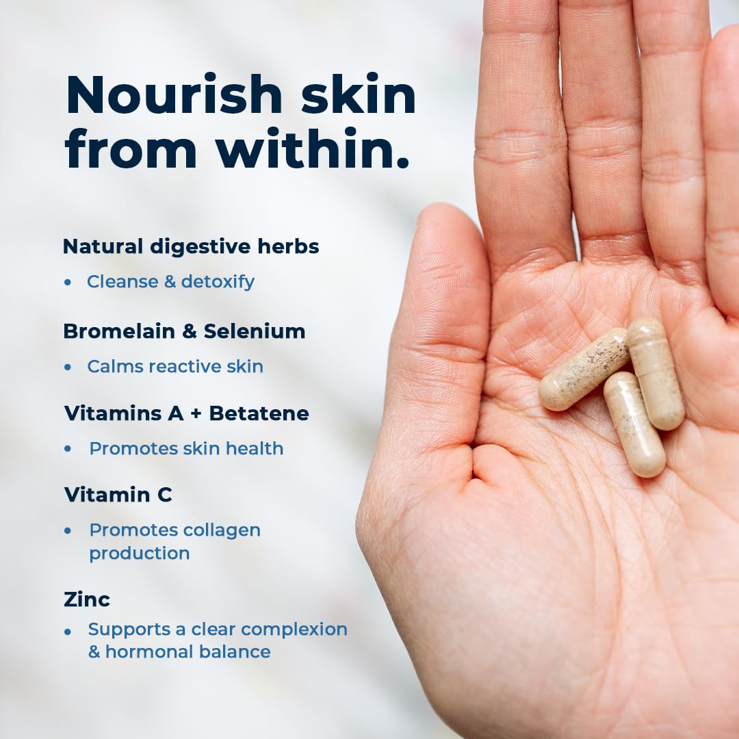 VitaMedica Clear Skin Vitamin Formula | Acne Supplement for Skin Clearing | Breakout Treatment for Women and Men | Vitamins A, C, E, Selenium, Chromium, and Zinc for Acne and Skin Health | 60 Count