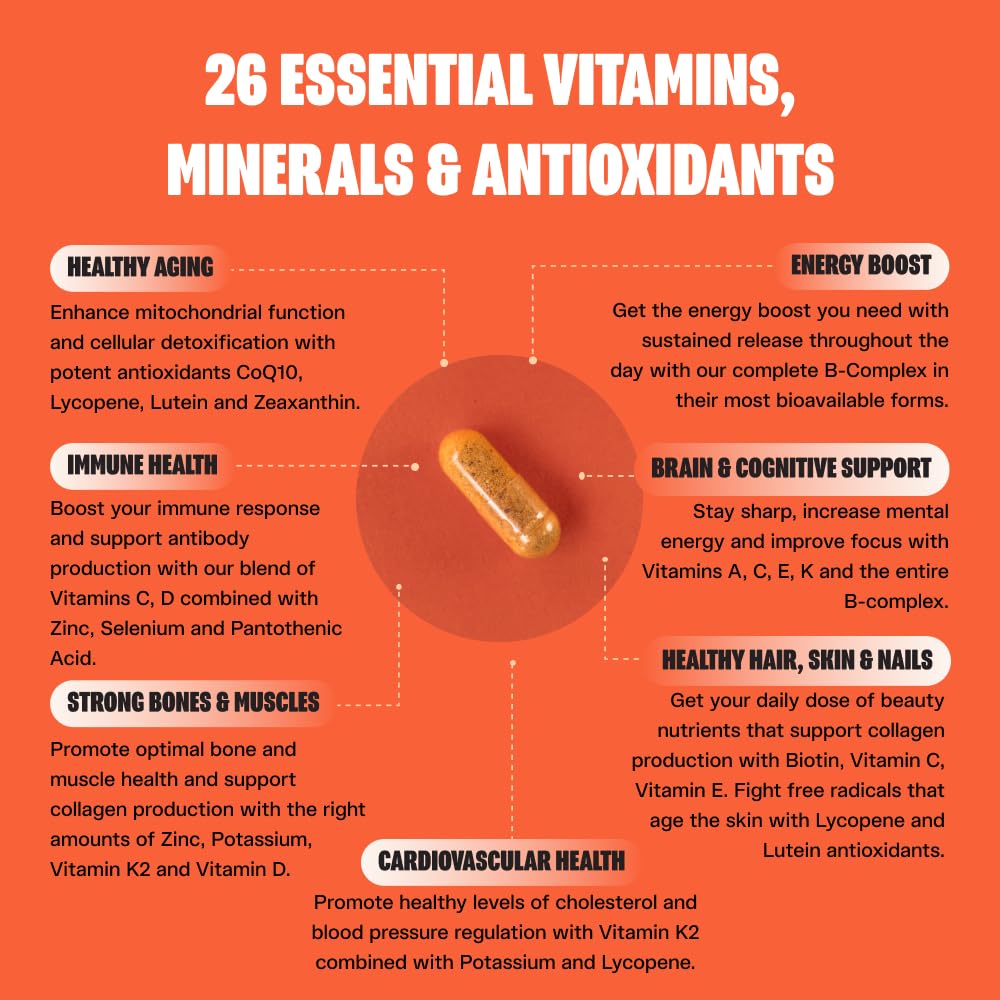 Best Multivitamin for Women | Women's Multivitamin with Antioxidants for Overall Health and Immune Support | Vitamin D3 K2, Vitamin B12, Vitamin C, Zinc, CoQ10 | Vegetarian | 30 Day Supply - 30 Count