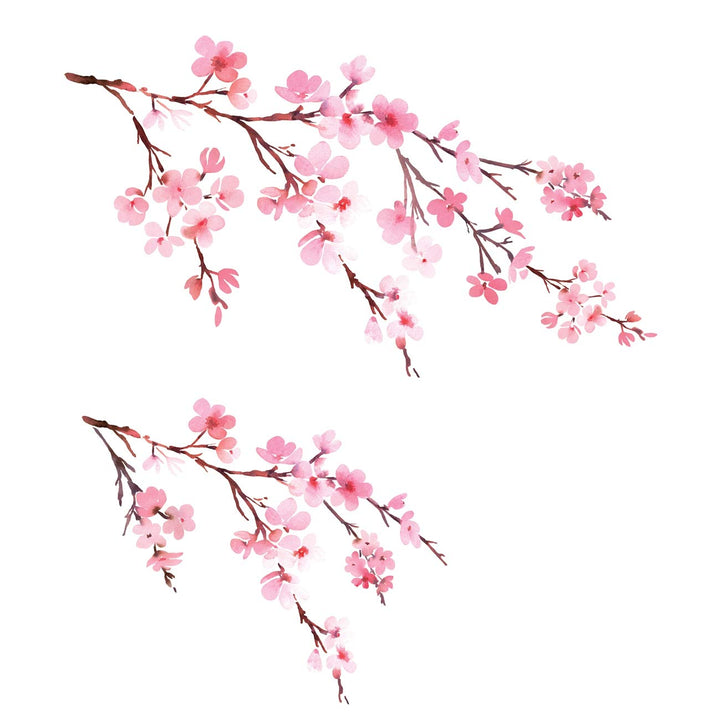 DECOWALL DS6-1903 Watercolor Cherry Blossoms Kids Wall Stickers Wall Decals Peel and Stick Removable Wall Stickers for Kids Nursery Bedroom Living Room décor