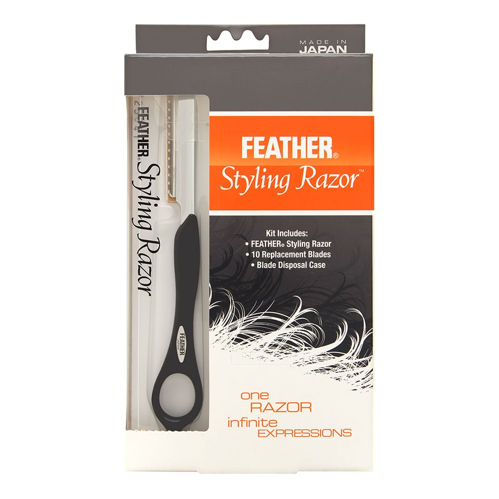 Jatai Feather Black Styling Razor Introductory Kit 4 Piece Set Includes: Styling Razor + 10 Replacement Blades + Disposable Container + Instructional DVD