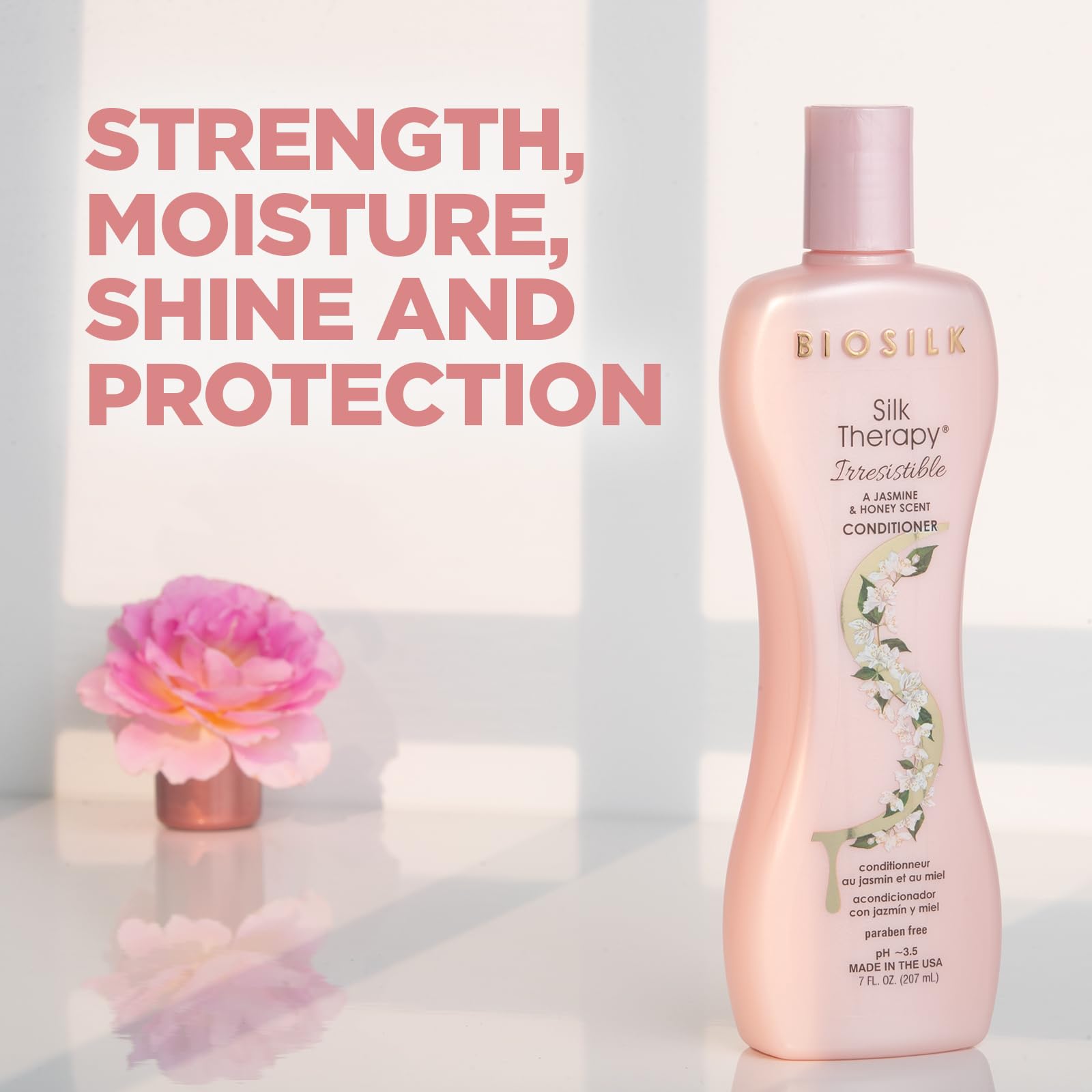 BioSilk Irresistible Collection Silk Therapy Conditioner, Moisturizes & Conditions Hair, Jasmine & Honey Scent, Sulfate, Paraben, & Cruelty-Free, 7 Oz