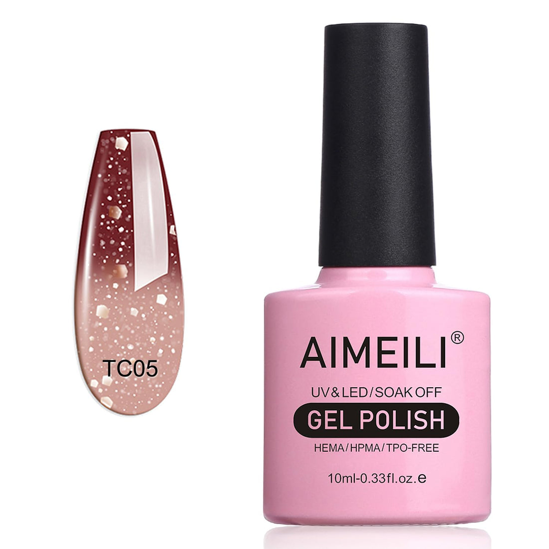 Aimeili Soak Off Uv Led Temperature Color Changing Chameleon Gel Nail Polish Chocolate Spark (Tc05) 10ml