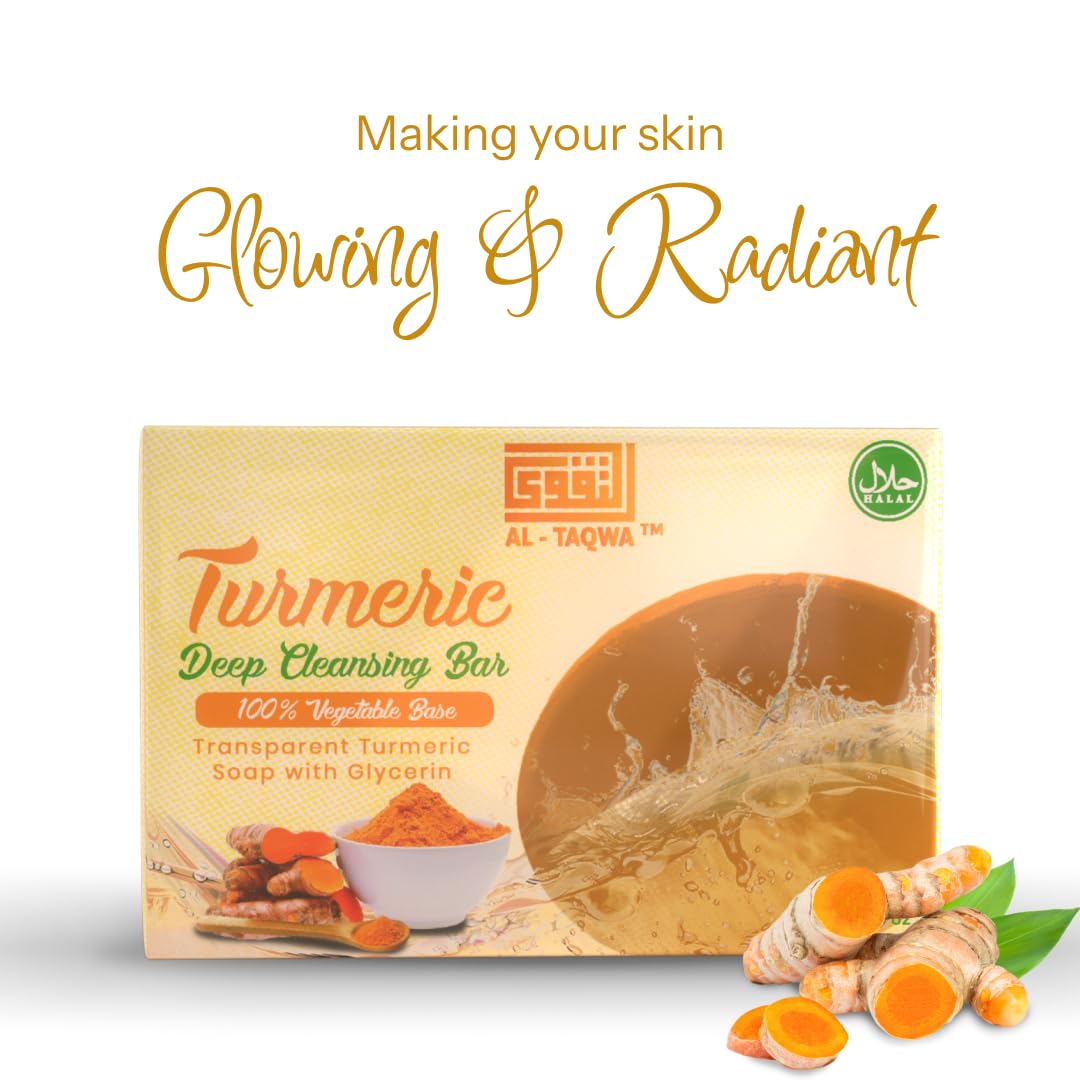 AL-TAQWA Turmeric Soap Bar Body and Face, Men/Women, for all Skin Types, Natural Face Wash