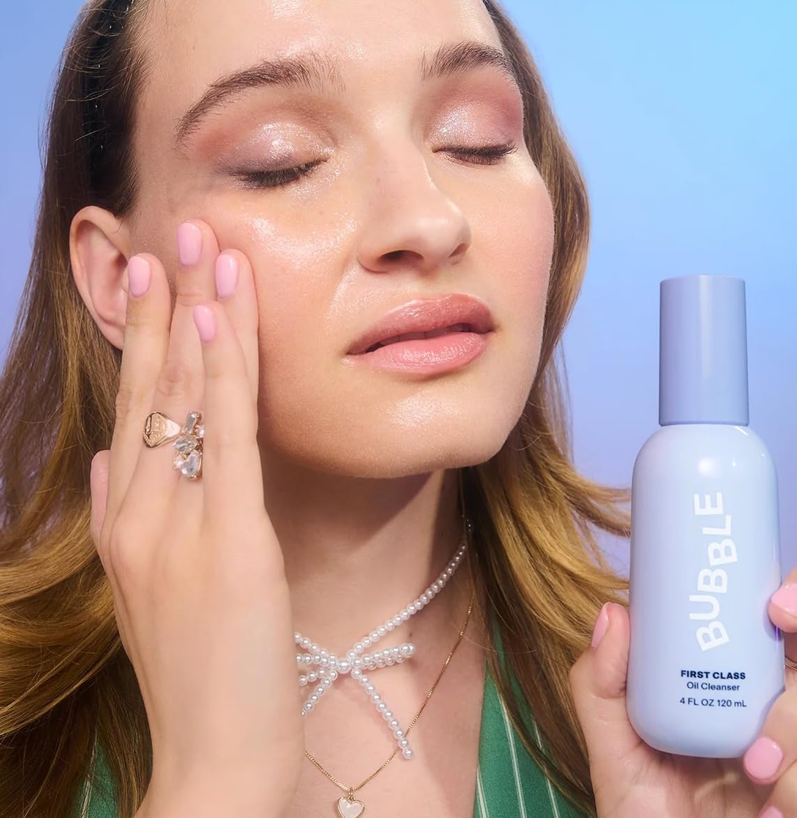 Bubble Skincare First Class Face Oil Cleanser - Facial Cleansing Oil + Makeup Remover Enriched with Rosehip Seed Oil + Sunflower Seed Oil to Nourish + Soothe Skin (4 fl oz)