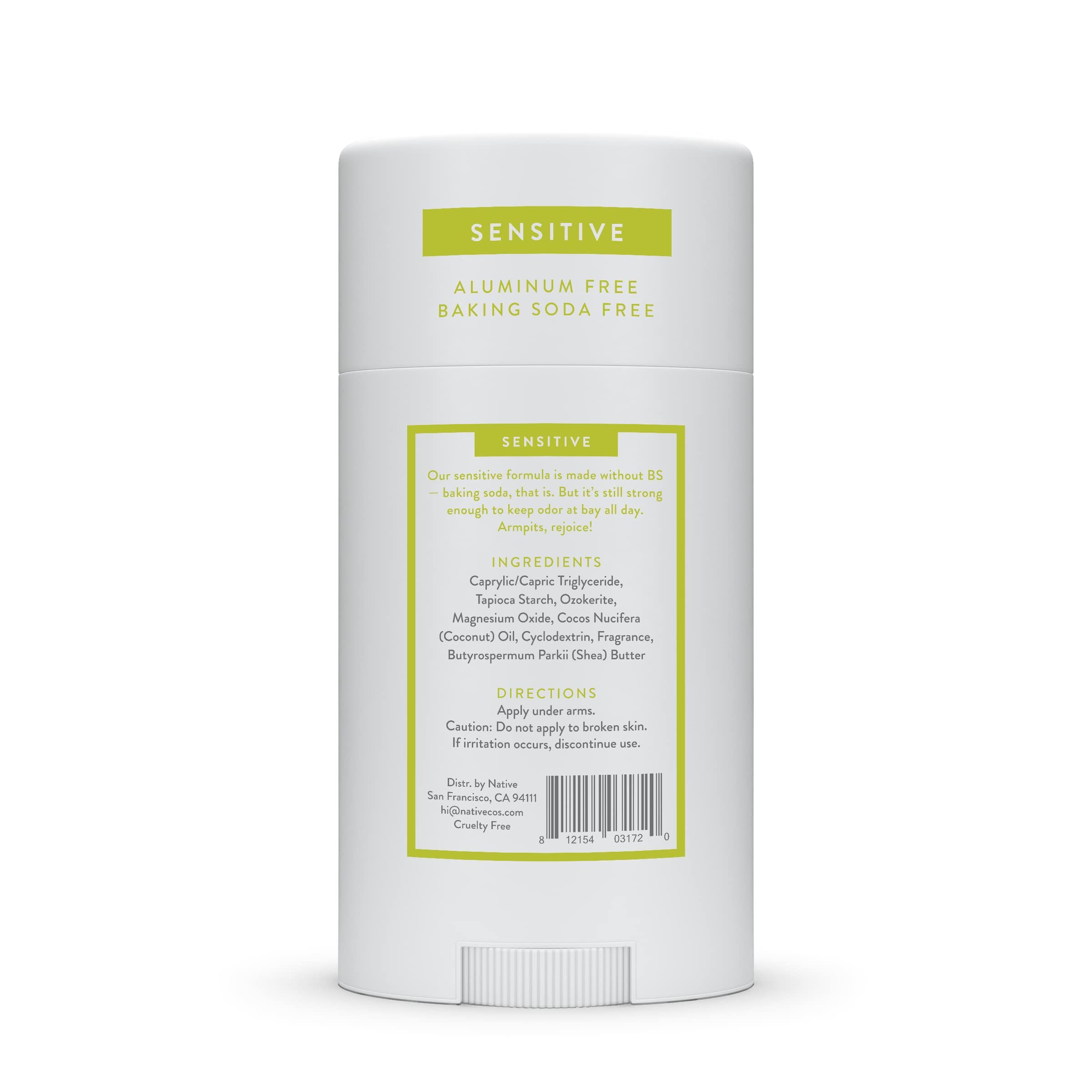 Native Sensitive Deodorant | Natural Deodorant for Women and Men, Aluminum Free, Baking Soda Free, Phthalate Free, Talc Free, Coconut Oil and Shea Butter | Aloe & Green Tea (Sensitive)