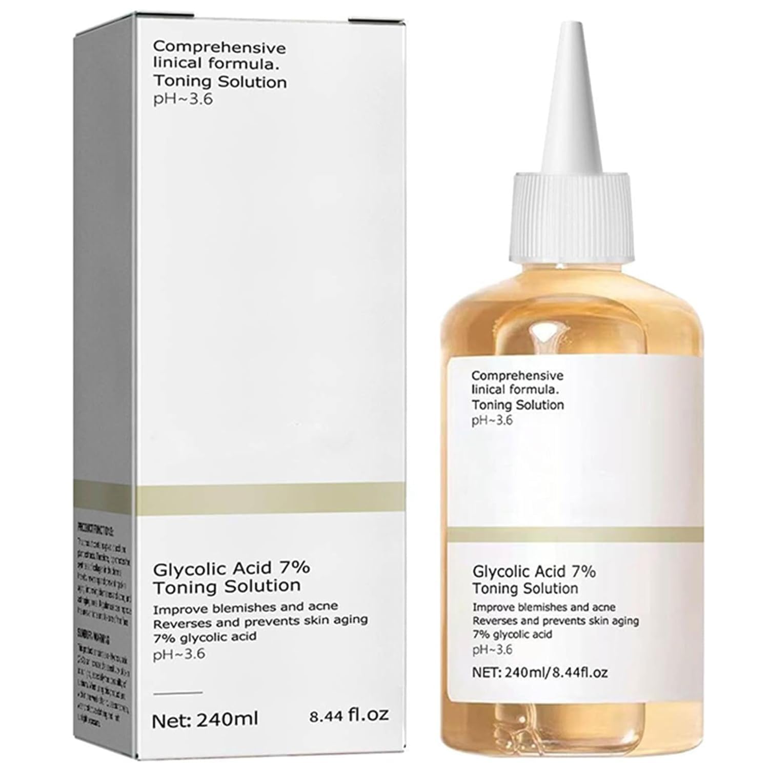 Glycolic Acid Toning Solution, Glycolic Acid 7% Toner, Glycolic Sour 7% Toning, KeepThe Skin Moist, Exfoliating Serum for Face, Facial Exfoliation Astringe Pores (240ML/8.0 Fl Oz)