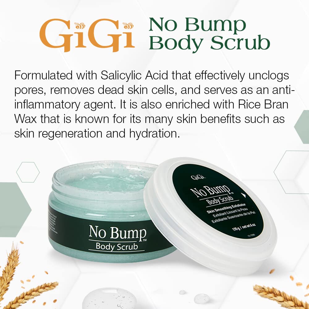 GiGi No Bump Body Scrub - Exfoliating Scrub for Ingrown Hair & Razor Bumps, Pre & Post-Waxing Treatment, Smooths Skin & Prevents Irritation, 6 oz, 1 Pack