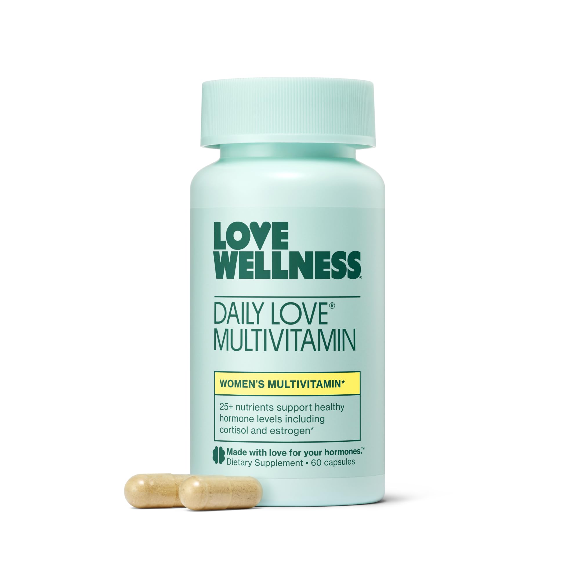 Love Wellness Daily Love Multivitamin for Women | Supports Energy, Cortisol, Immune Health, Stress Relief, & PMS | Complete with Vitamin D, C, Iron, Calcium, Zinc, & Biotin, Magnesium | 60 Count