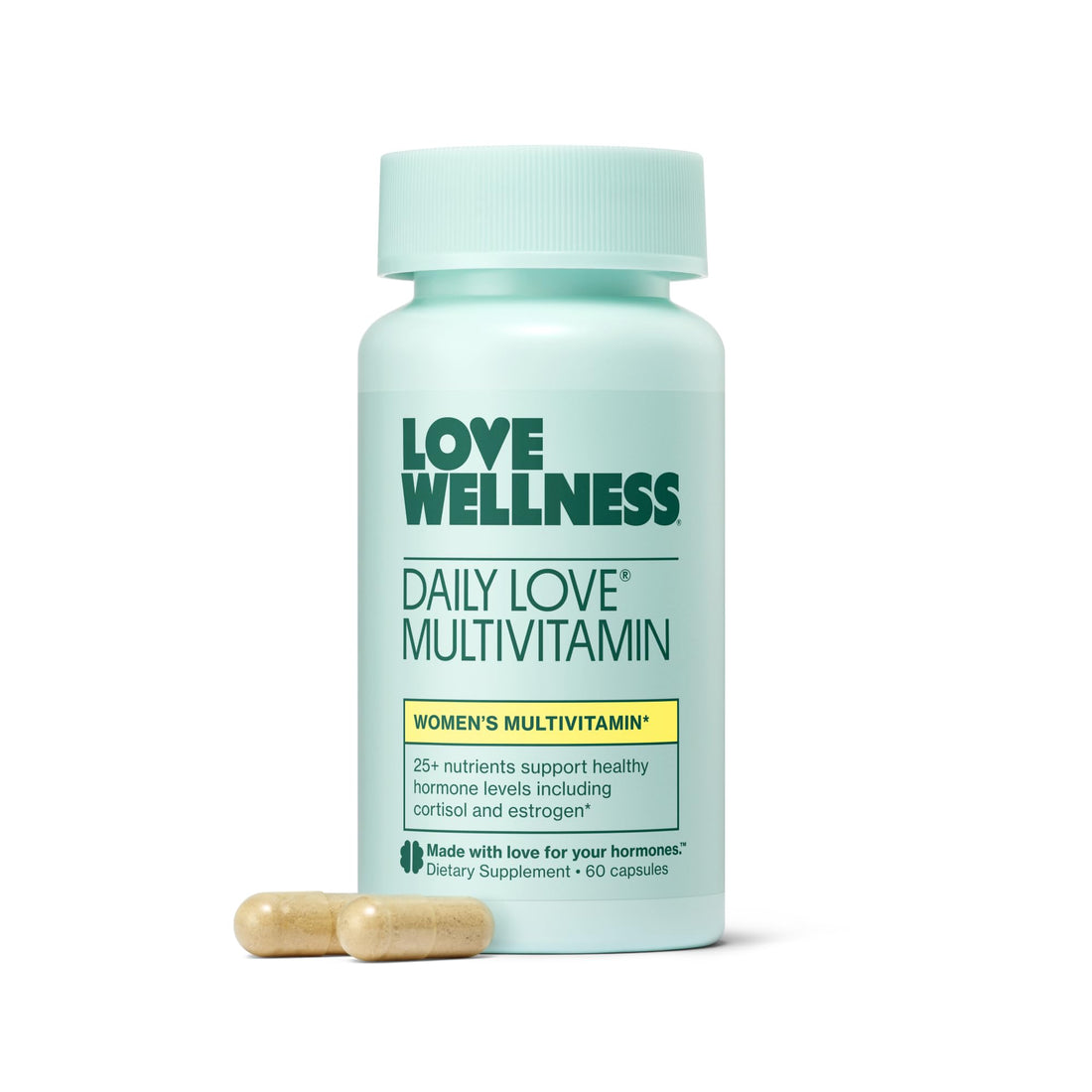 Love Wellness Daily Love Multivitamin for Women | Supports Energy, Cortisol, Immune Health, Stress Relief, & PMS | Complete with Vitamin D, C, Iron, Calcium, Zinc, & Biotin, Magnesium | 60 Count