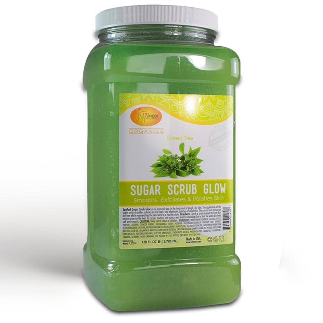 SPA REDI - Sugar Body Scrub, Green Tea, 128 Oz - Exfoliating, Moisturizing, Hydrating and Nourishing, Glow, Polish, Smooth and Fresh Skin - Body Exfoliator