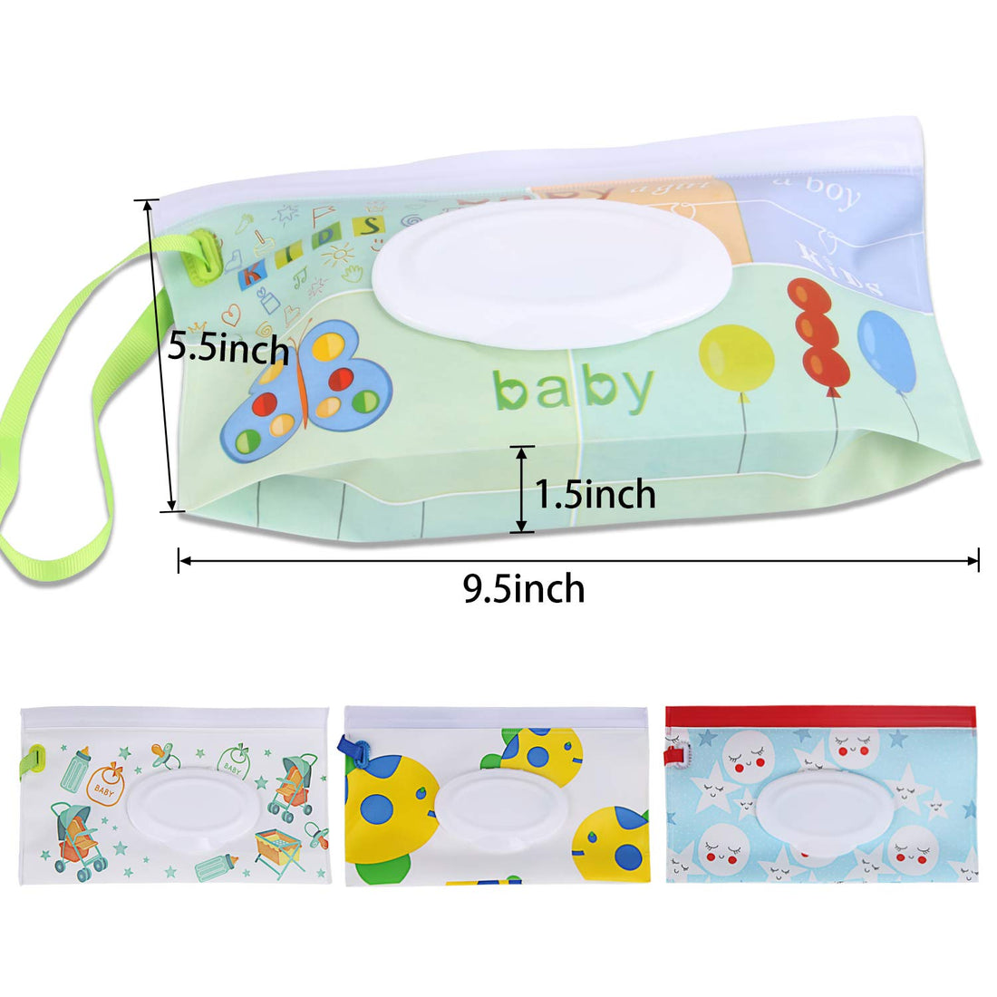 FEBSNOW 4 Pack Baby Wipes Container, Reusable Portable Wet Wipe Pouch, Wipe Dispenser Container, Baby Travel Wet Wipe Holder