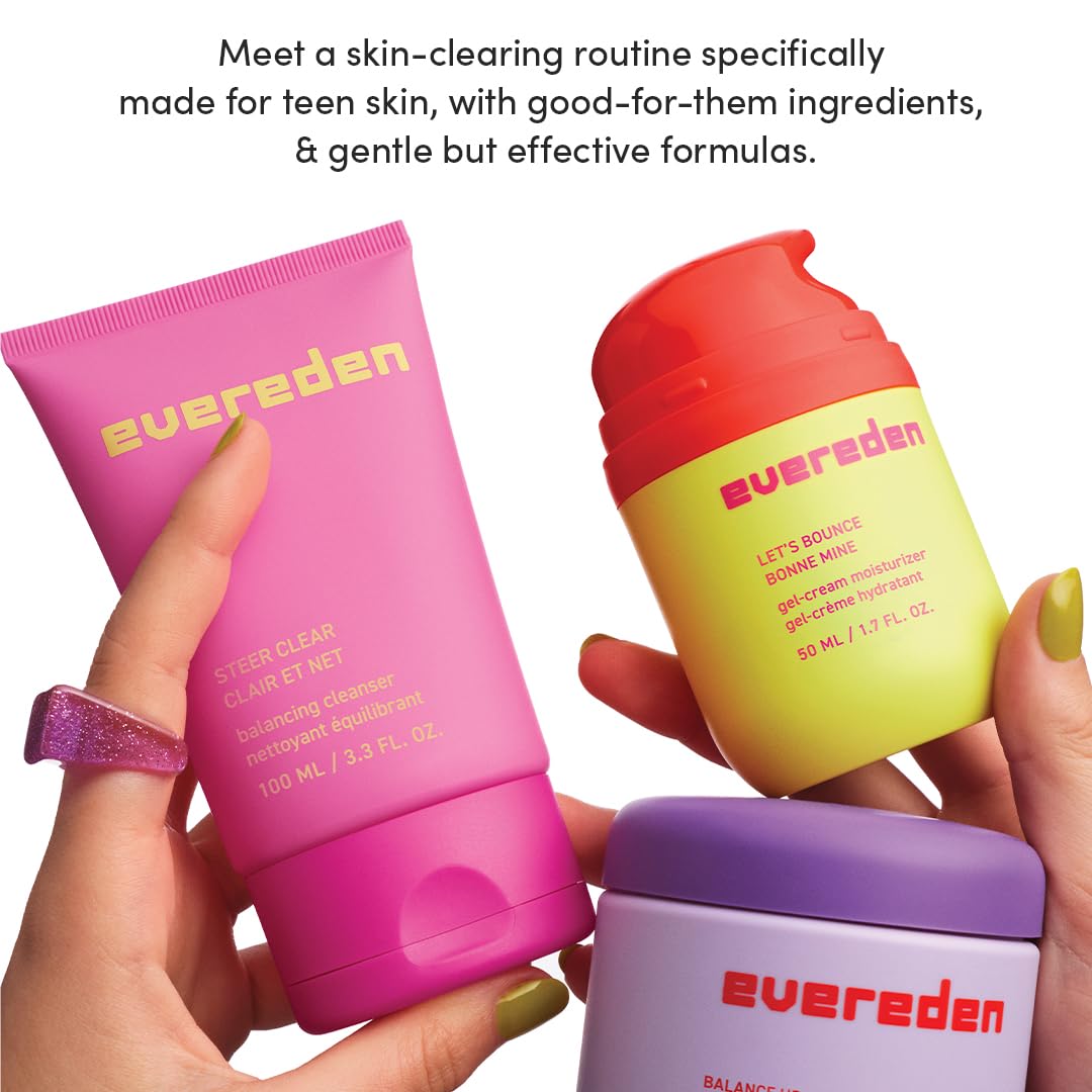 Evereden Let's Bounce Gel-Cream Preppy Skincare Moisturizer: Light, Non-Greasy Hydration for the Oily & Pimple-Prone - Redness-Calming Clean & Vegan Skin Care for Pre-teens, Teens 10-12 & Beyond