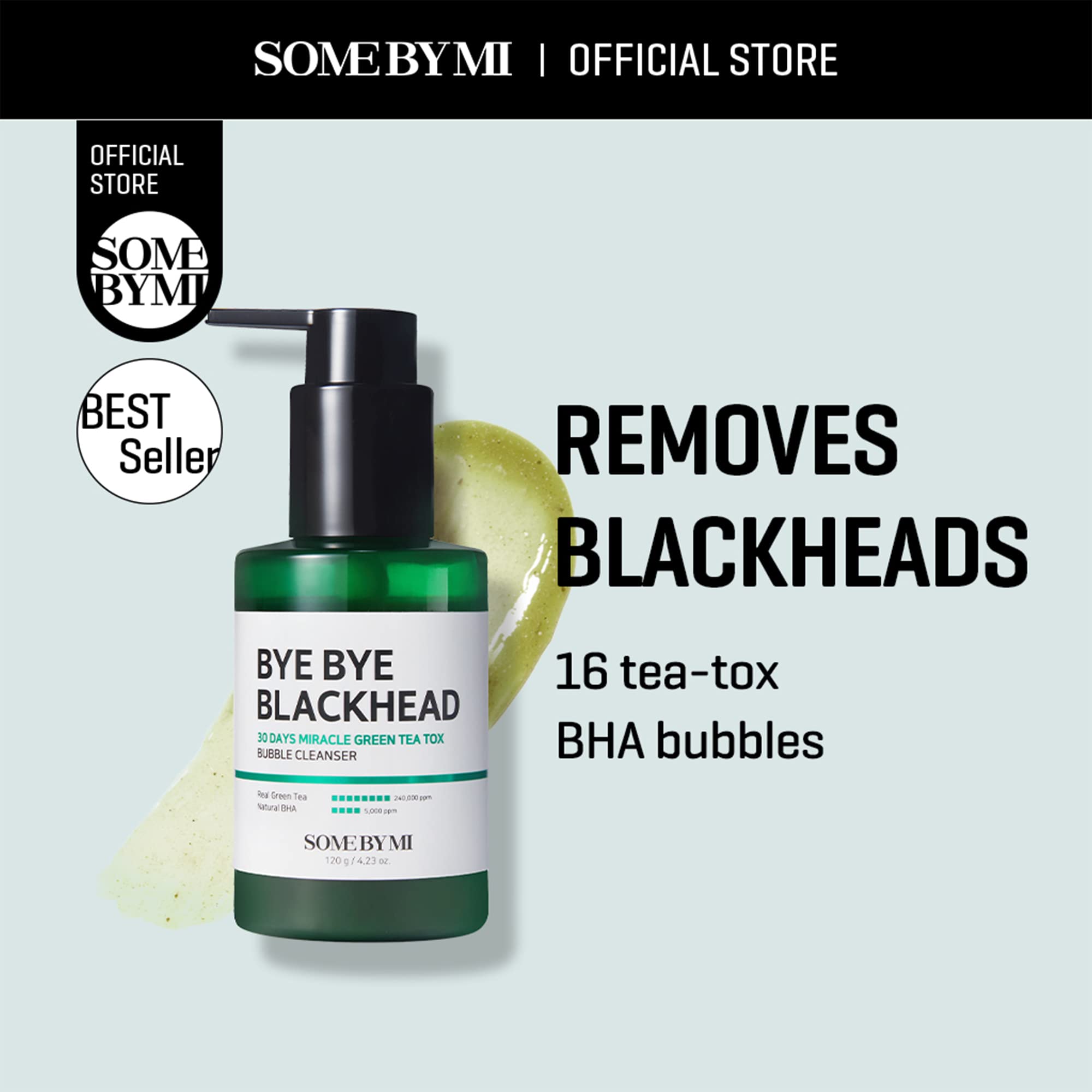 SOME BY MI BYE BYE BLACKHEAD 30 DAYS MIRACLE GREEN TEA TOX BUBBLE CLEANSER (120g)