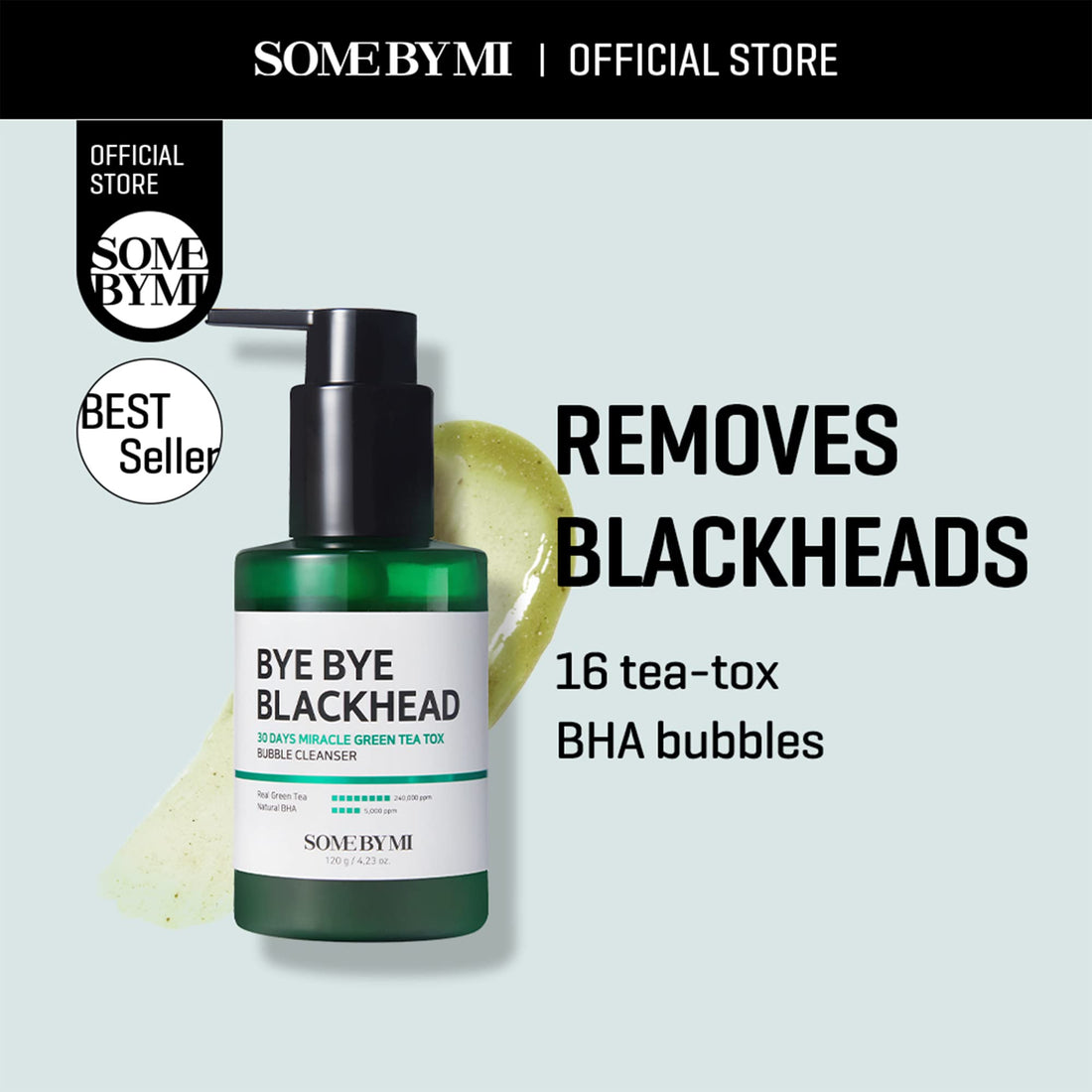 SOME BY MI BYE BYE BLACKHEAD 30 DAYS MIRACLE GREEN TEA TOX BUBBLE CLEANSER (120g)