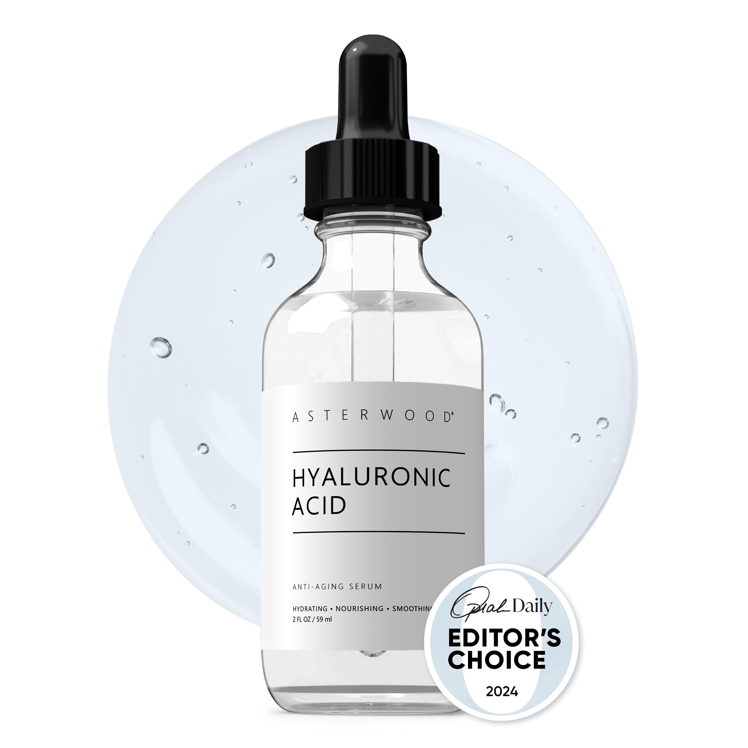 Asterwood Hyaluronic Acid Serum for Face - Plumping, Anti-Aging, Hydrating - Fragrance-Free - 2 Fl Oz