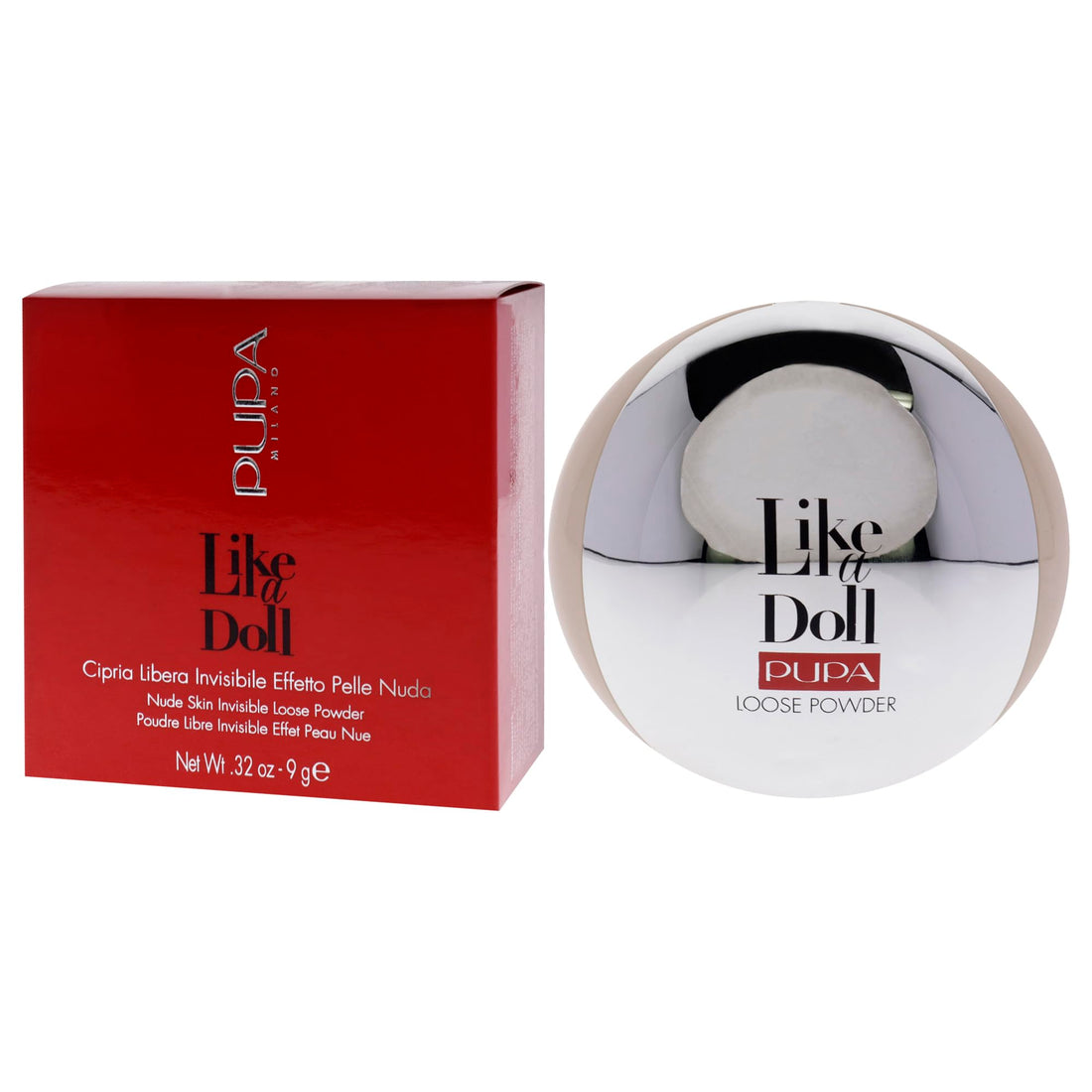 Pupa Milano Like A Doll Invisible Loose Powder - For a Radiant and Natural Look - Smooths Skin and Minimizes Blemishes - Perfectly Blends with Skin - 004 Rosy Beige - 0.32 Oz