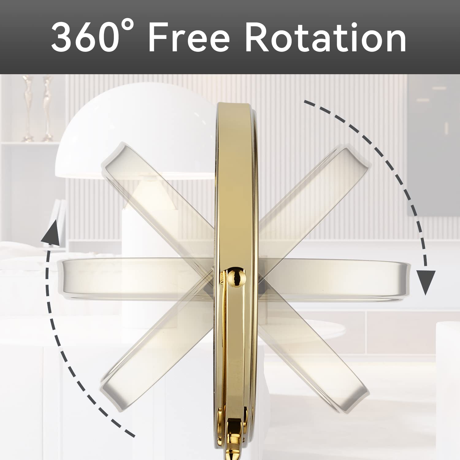 DOWRY 8-Inch Tabletop Swivel Vanity Magnifying Mirror 10x Magnification,Gold Finish, Double Sided 2202J(10x)