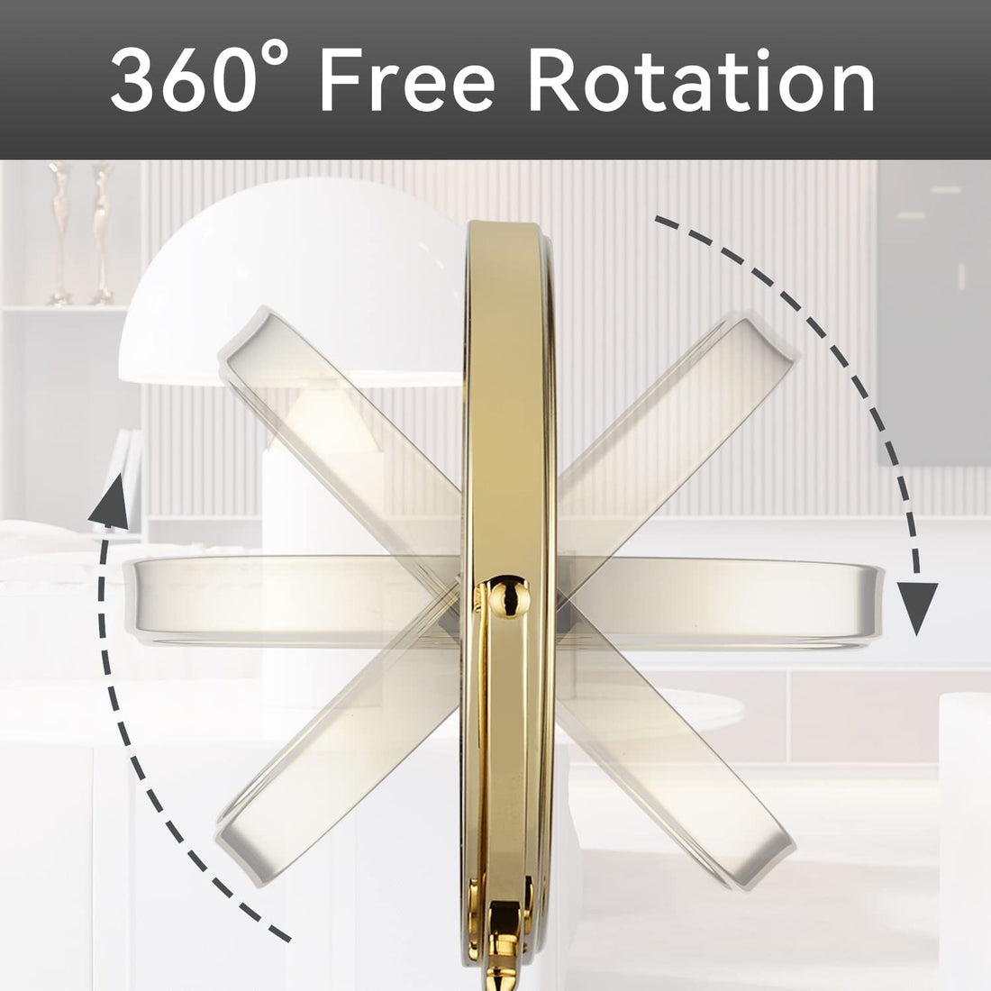 DOWRY 8-Inch Tabletop Swivel Vanity Magnifying Mirror 10x Magnification,Gold Finish, Double Sided 2202J(10x)