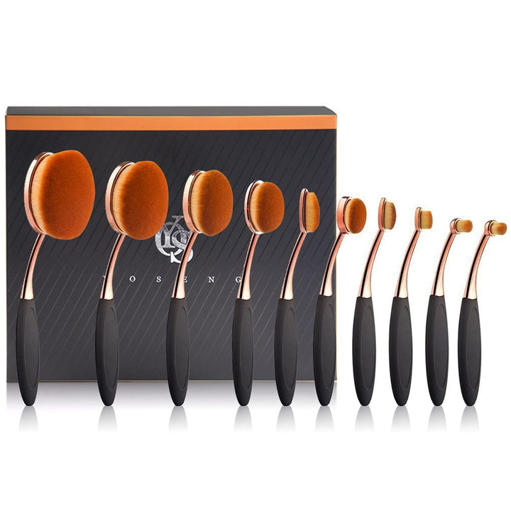 Yoseng Foundation Oval Makeup Concealer Powder Brush Set, Rose Golden
