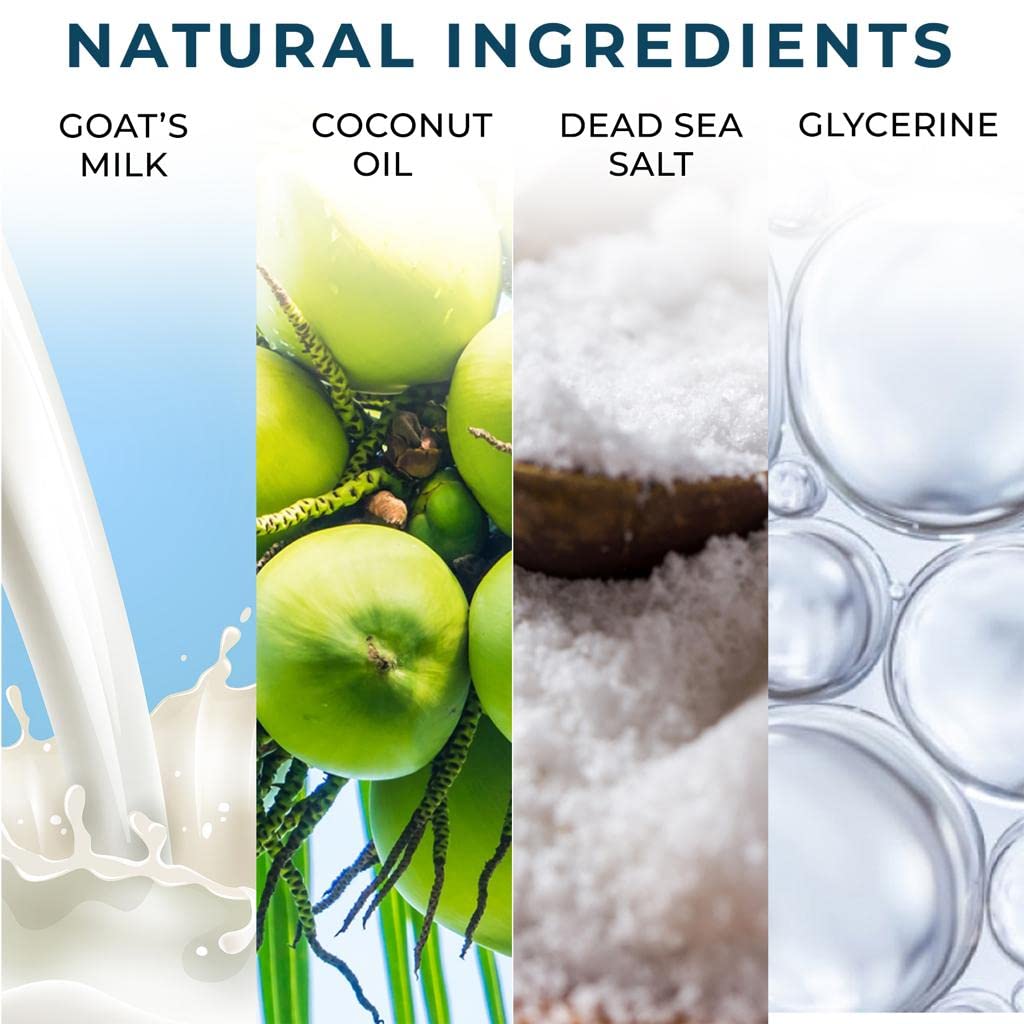 Natrulo Dead Sea Salt Soap Bar for Face & Body, 4oz – Pure Organic All Natural Goat's Milk Bar Soap for Psoriasis, Eczema, Acne, Dry Skin – Cleansing, Exfoliating, Brightening, Smoothing, Nourishing