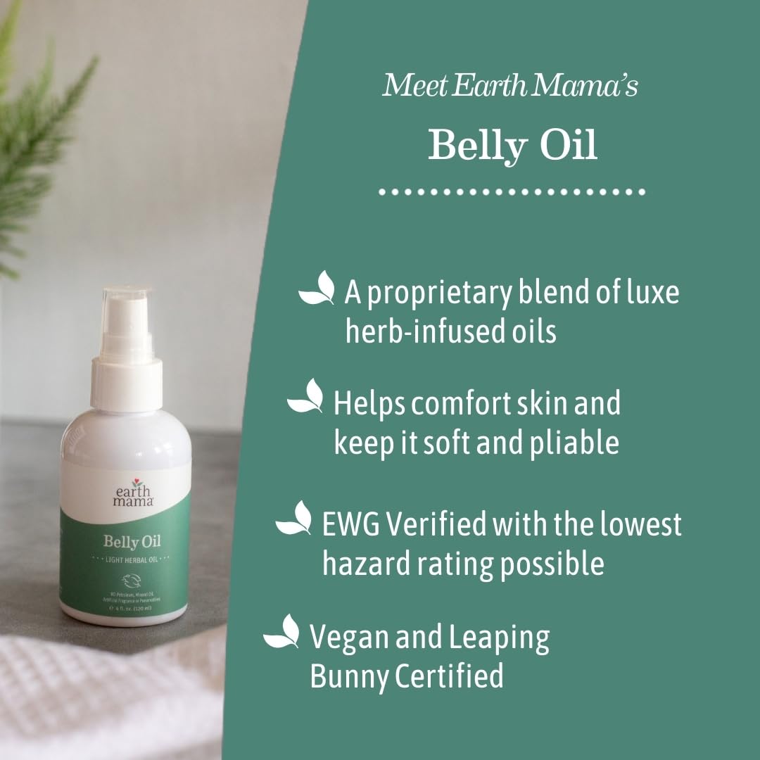 Earth Mama Angel Baby Oil 4 Ounce - Natural Stretch