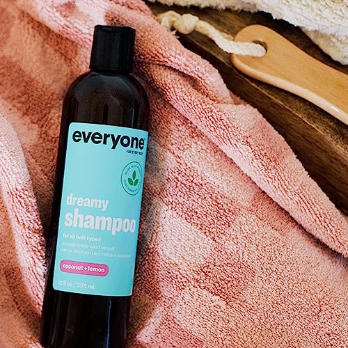 Everyone Hair Care Dreamy Shampoo - Coconut + Lemon, 12 fl oz Bottle, Gentle Cleansing & Moisturizing Hair Shampoo, Sulfate Free & Paraben Free