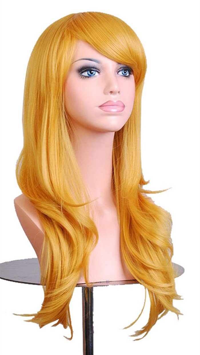 AneShe Wigs 28 Long Wavy Hair Heat Resistant Cosplay Wig for Women (Yellow)