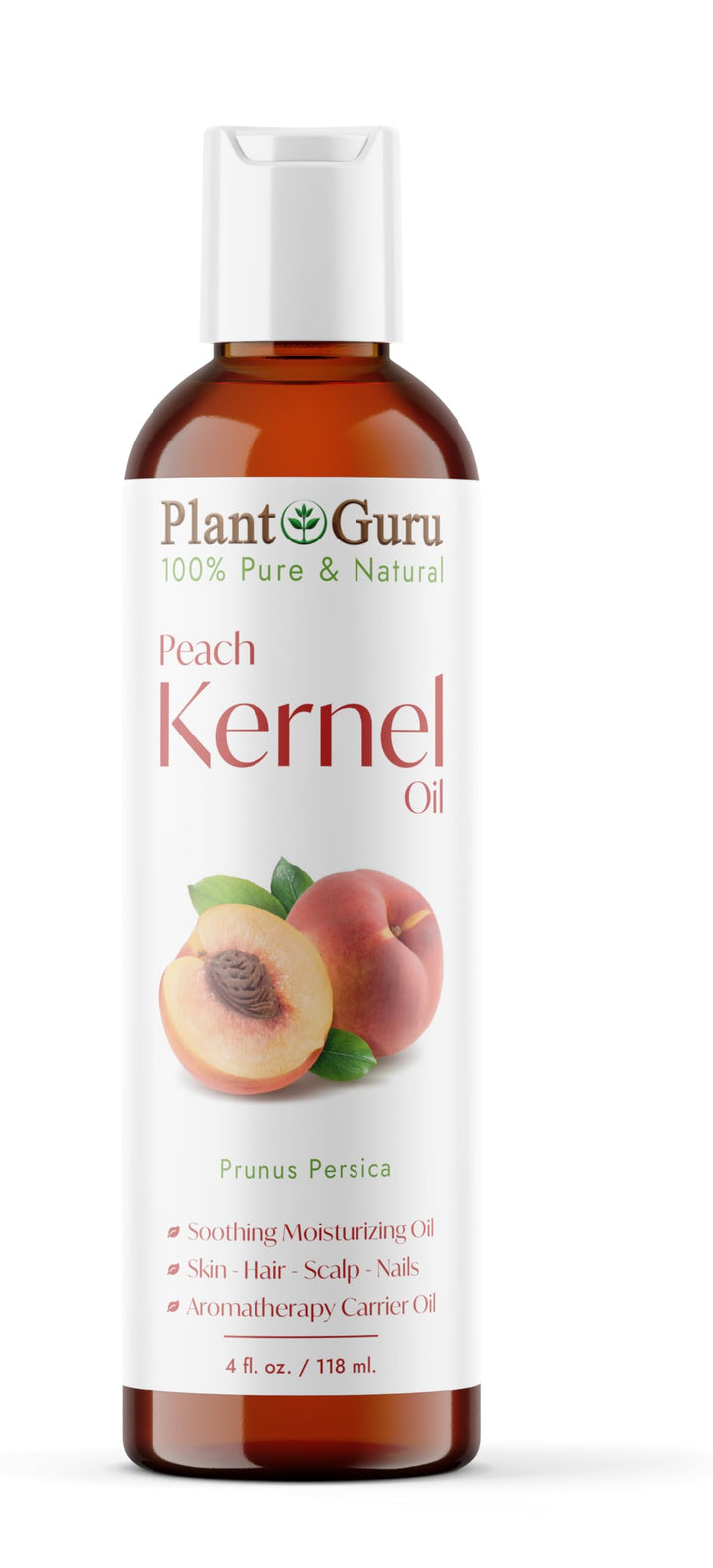 Peach Kernel Oil 4 oz. - 100% Pure and Natural Carrier Oil - Refined, Cooking, Skin, Hair, Body & Face Moisturizing